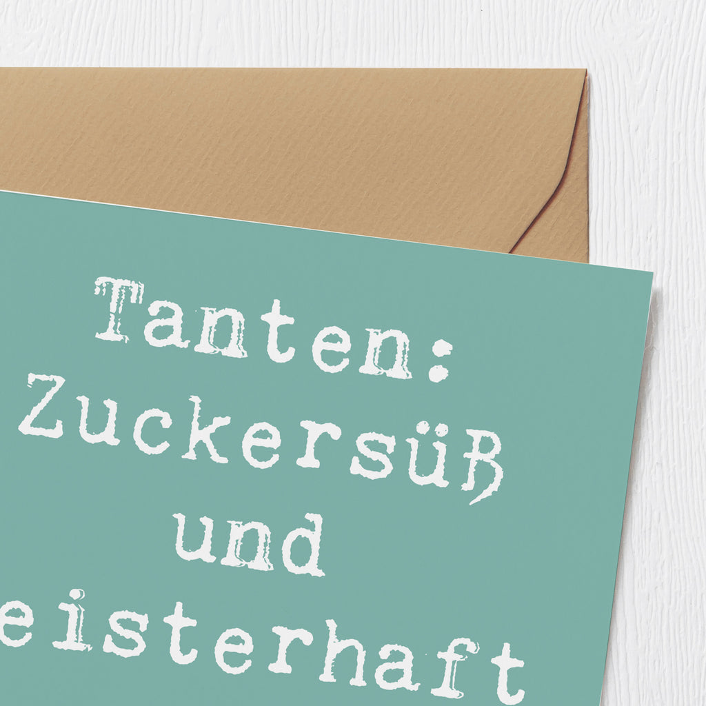 Deluxe Karte Spruch Tante Zuckersüß Karte, Grußkarte, Klappkarte, Einladungskarte, Glückwunschkarte, Hochzeitskarte, Geburtstagskarte, Hochwertige Grußkarte, Hochwertige Klappkarte, Familie, Vatertag, Muttertag, Bruder, Schwester, Mama, Papa, Oma, Opa