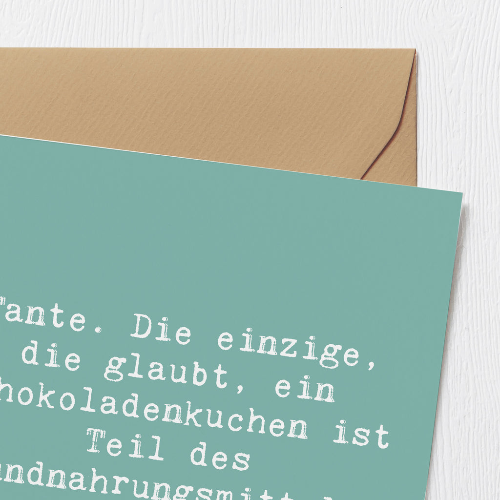 Deluxe Karte Spruch Tante Schokoladenkuchen Karte, Grußkarte, Klappkarte, Einladungskarte, Glückwunschkarte, Hochzeitskarte, Geburtstagskarte, Hochwertige Grußkarte, Hochwertige Klappkarte, Familie, Vatertag, Muttertag, Bruder, Schwester, Mama, Papa, Oma, Opa