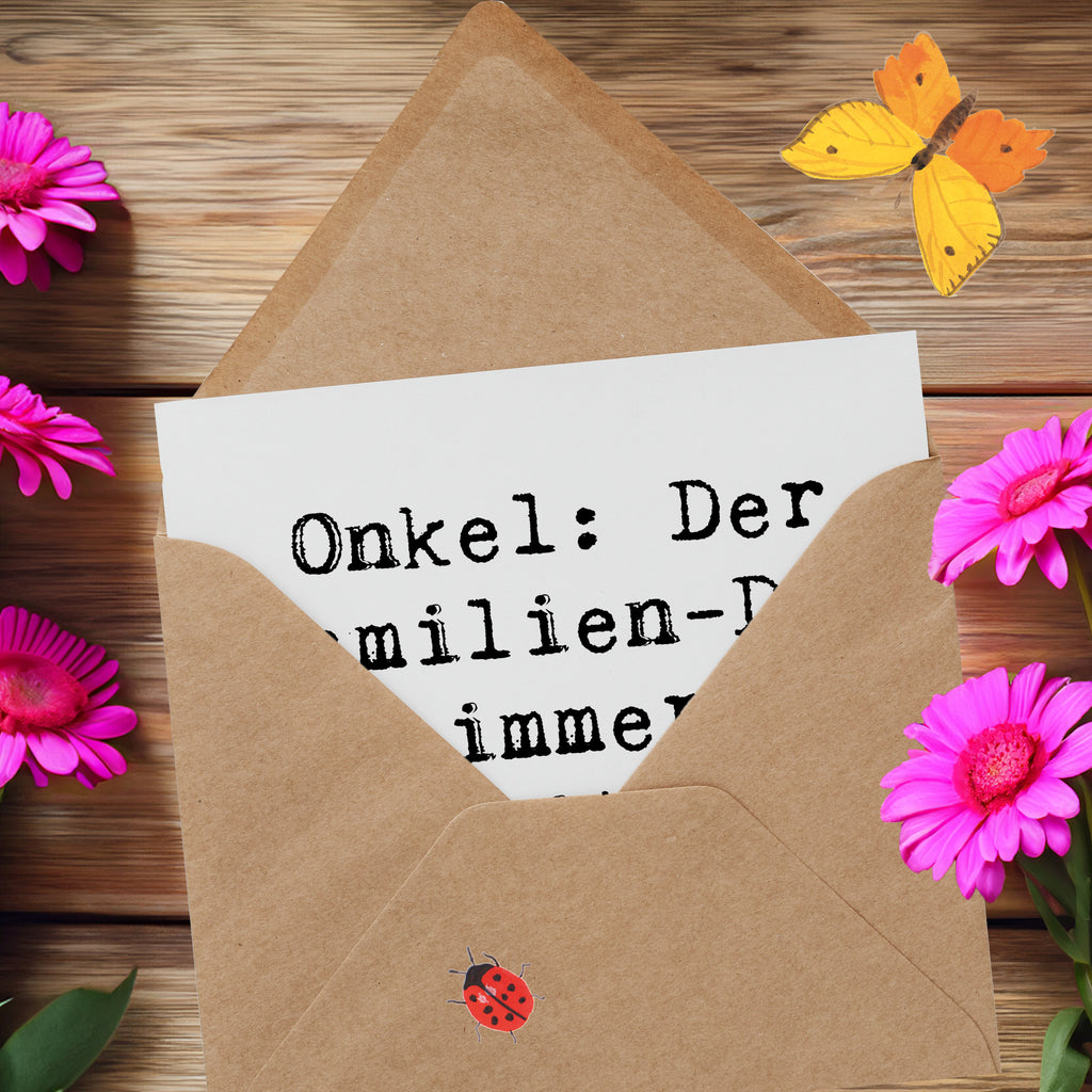 Deluxe Karte Spruch Onkel Familien-DJ Karte, Grußkarte, Klappkarte, Einladungskarte, Glückwunschkarte, Hochzeitskarte, Geburtstagskarte, Hochwertige Grußkarte, Hochwertige Klappkarte, Familie, Vatertag, Muttertag, Bruder, Schwester, Mama, Papa, Oma, Opa