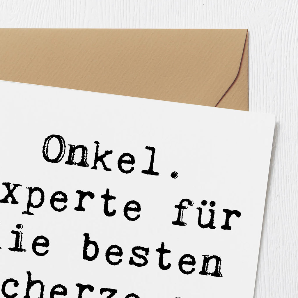 Deluxe Karte Spruch Onkel Scherzkönig Karte, Grußkarte, Klappkarte, Einladungskarte, Glückwunschkarte, Hochzeitskarte, Geburtstagskarte, Hochwertige Grußkarte, Hochwertige Klappkarte, Familie, Vatertag, Muttertag, Bruder, Schwester, Mama, Papa, Oma, Opa