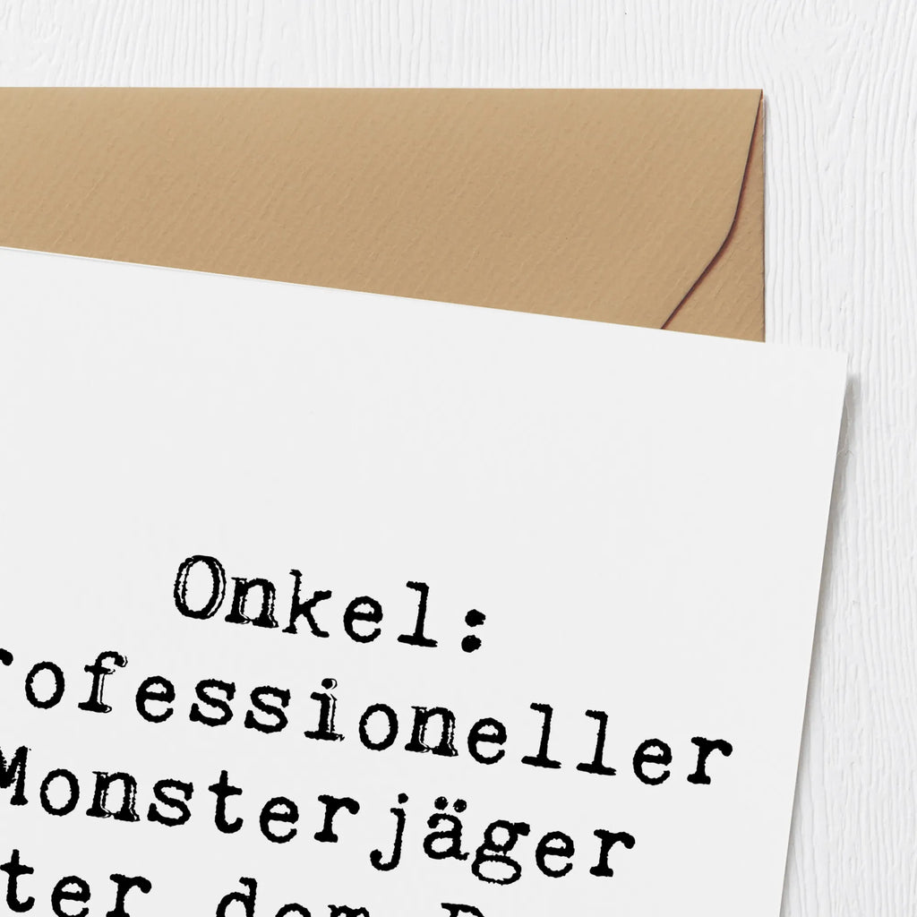 Deluxe Karte Spruch Onkel Monsterjäger Karte, Grußkarte, Klappkarte, Einladungskarte, Glückwunschkarte, Hochzeitskarte, Geburtstagskarte, Hochwertige Grußkarte, Hochwertige Klappkarte, Familie, Vatertag, Muttertag, Bruder, Schwester, Mama, Papa, Oma, Opa