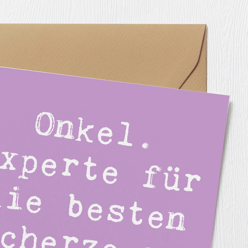 Deluxe Karte Spruch Onkel Scherzkönig Karte, Grußkarte, Klappkarte, Einladungskarte, Glückwunschkarte, Hochzeitskarte, Geburtstagskarte, Hochwertige Grußkarte, Hochwertige Klappkarte, Familie, Vatertag, Muttertag, Bruder, Schwester, Mama, Papa, Oma, Opa