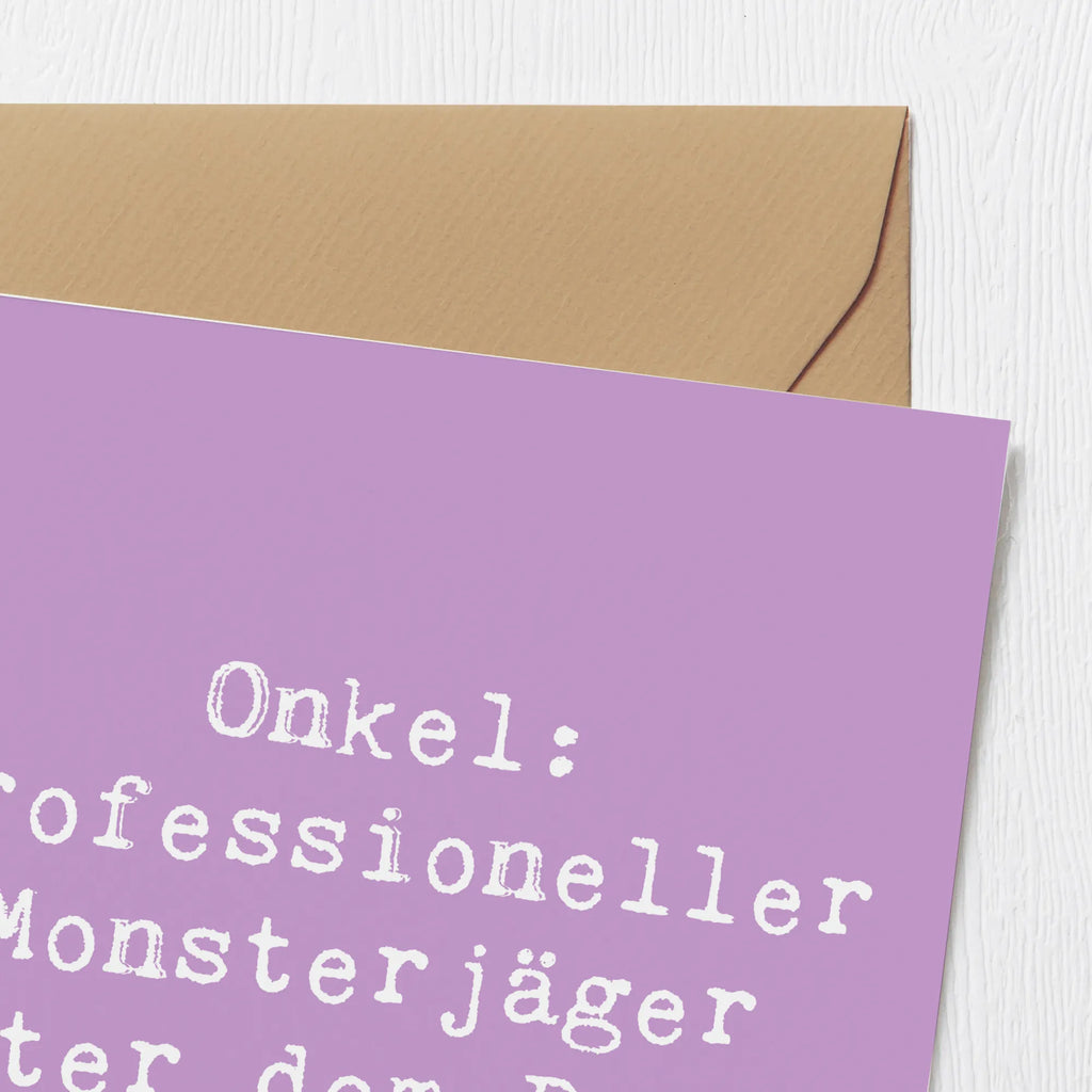 Deluxe Karte Spruch Onkel Monsterjäger Karte, Grußkarte, Klappkarte, Einladungskarte, Glückwunschkarte, Hochzeitskarte, Geburtstagskarte, Hochwertige Grußkarte, Hochwertige Klappkarte, Familie, Vatertag, Muttertag, Bruder, Schwester, Mama, Papa, Oma, Opa