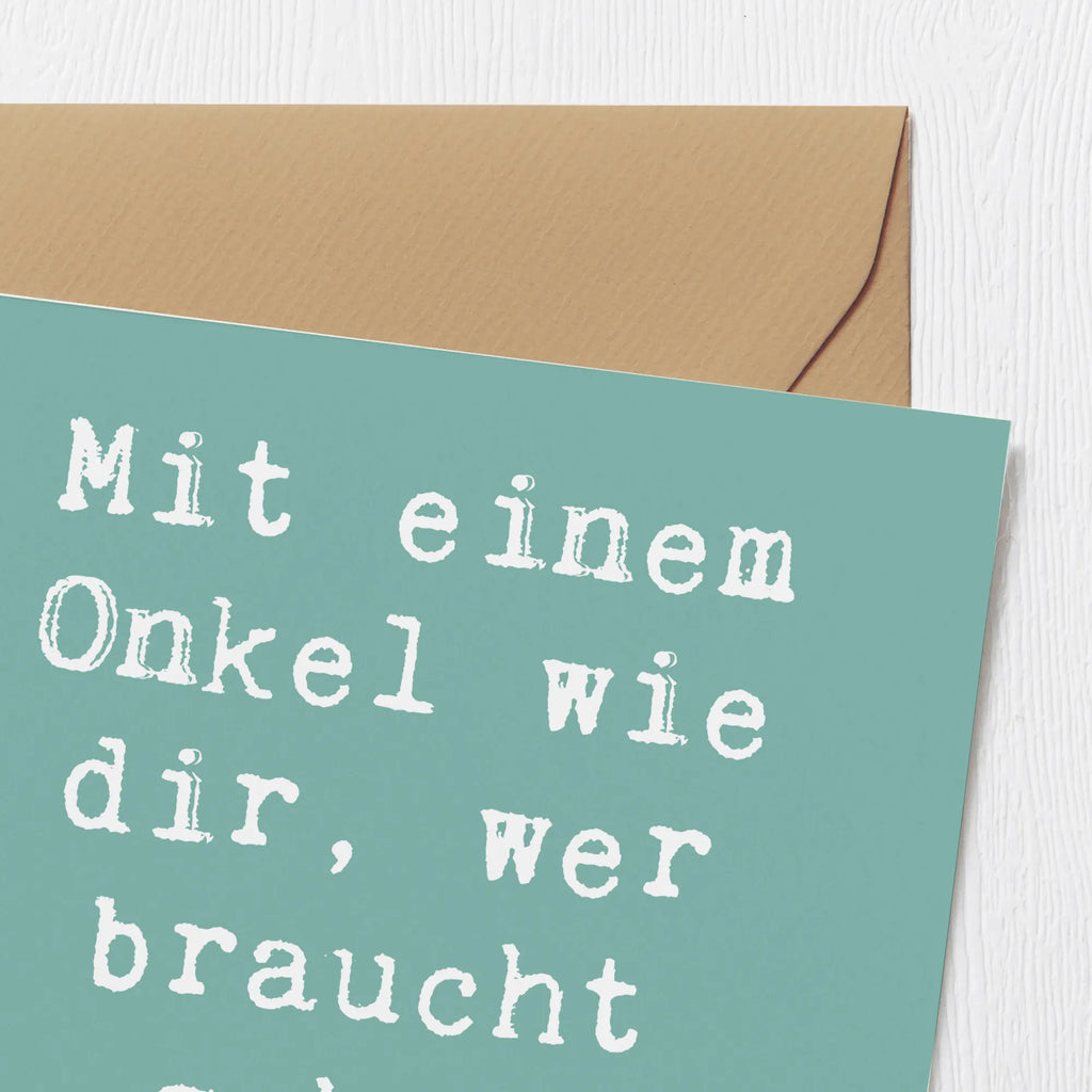 Deluxe Karte Spruch Super-Onkel Karte, Grußkarte, Klappkarte, Einladungskarte, Glückwunschkarte, Hochzeitskarte, Geburtstagskarte, Hochwertige Grußkarte, Hochwertige Klappkarte, Familie, Vatertag, Muttertag, Bruder, Schwester, Mama, Papa, Oma, Opa