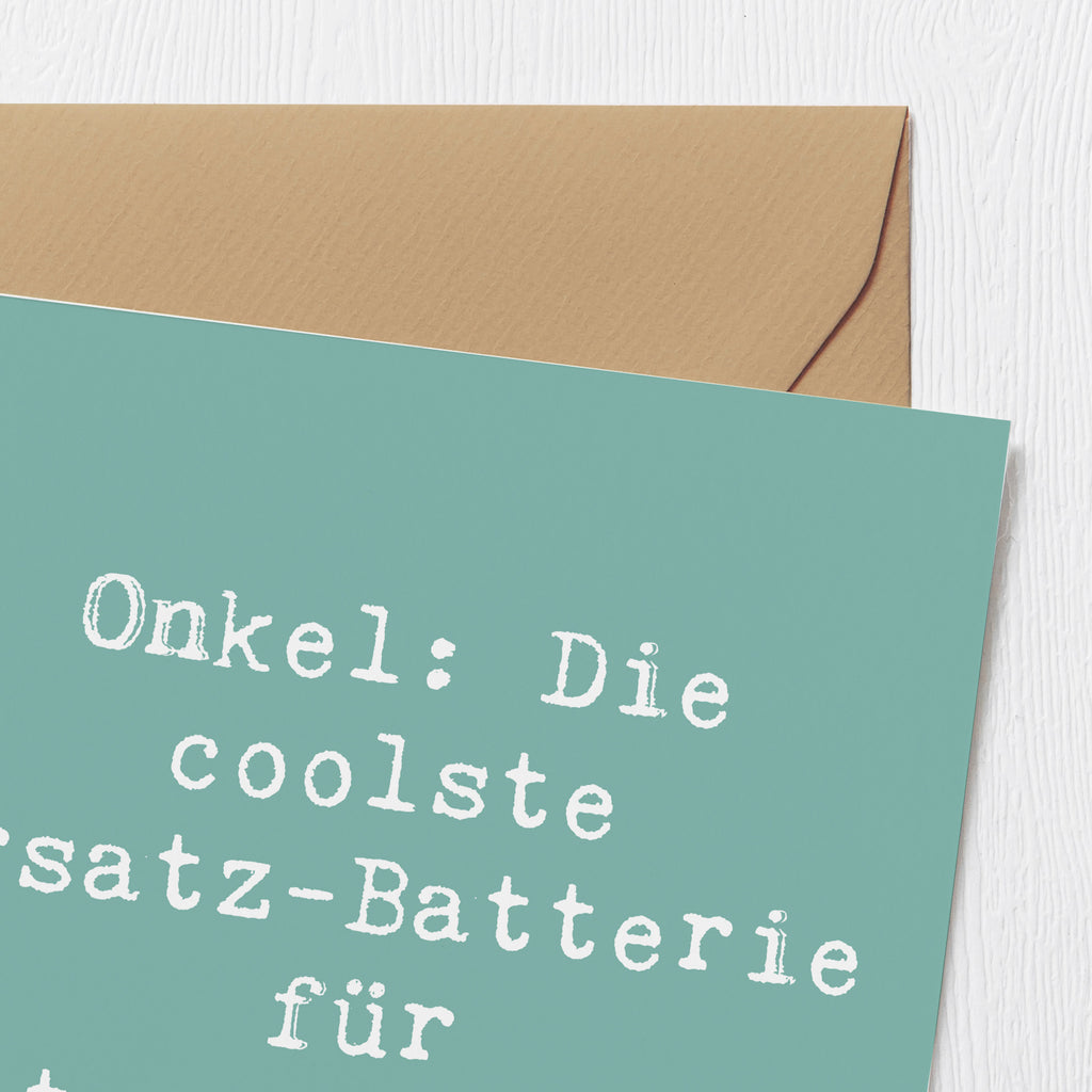 Deluxe Karte Spruch Onkel Energie Karte, Grußkarte, Klappkarte, Einladungskarte, Glückwunschkarte, Hochzeitskarte, Geburtstagskarte, Hochwertige Grußkarte, Hochwertige Klappkarte, Familie, Vatertag, Muttertag, Bruder, Schwester, Mama, Papa, Oma, Opa