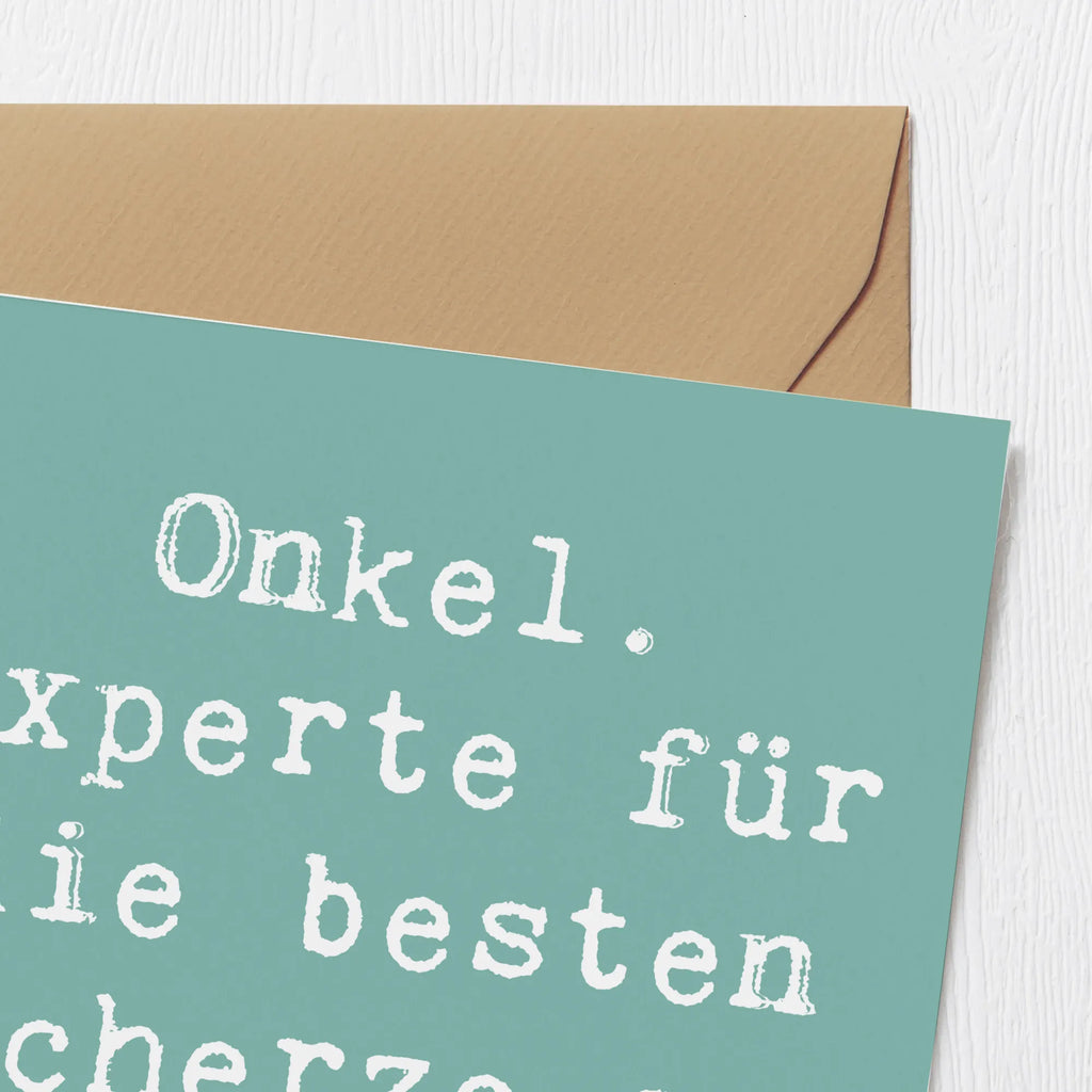 Deluxe Karte Spruch Onkel Scherzkönig Karte, Grußkarte, Klappkarte, Einladungskarte, Glückwunschkarte, Hochzeitskarte, Geburtstagskarte, Hochwertige Grußkarte, Hochwertige Klappkarte, Familie, Vatertag, Muttertag, Bruder, Schwester, Mama, Papa, Oma, Opa