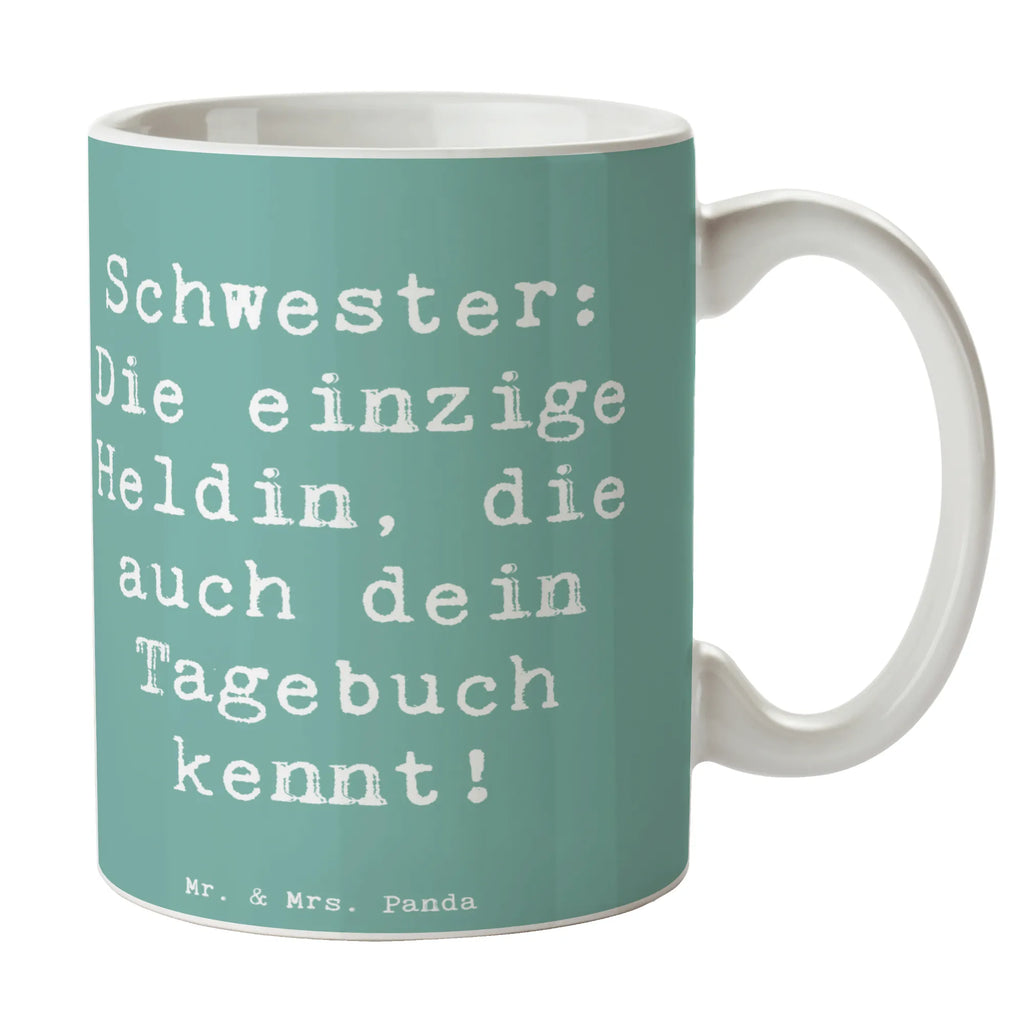 Tasse Spruch Schwester Heldin Tasse, Kaffeetasse, Teetasse, Becher, Kaffeebecher, Teebecher, Keramiktasse, Porzellantasse, Büro Tasse, Geschenk Tasse, Tasse Sprüche, Tasse Motive, Kaffeetassen, Tasse bedrucken, Designer Tasse, Cappuccino Tassen, Schöne Teetassen, Familie, Vatertag, Muttertag, Bruder, Schwester, Mama, Papa, Oma, Opa