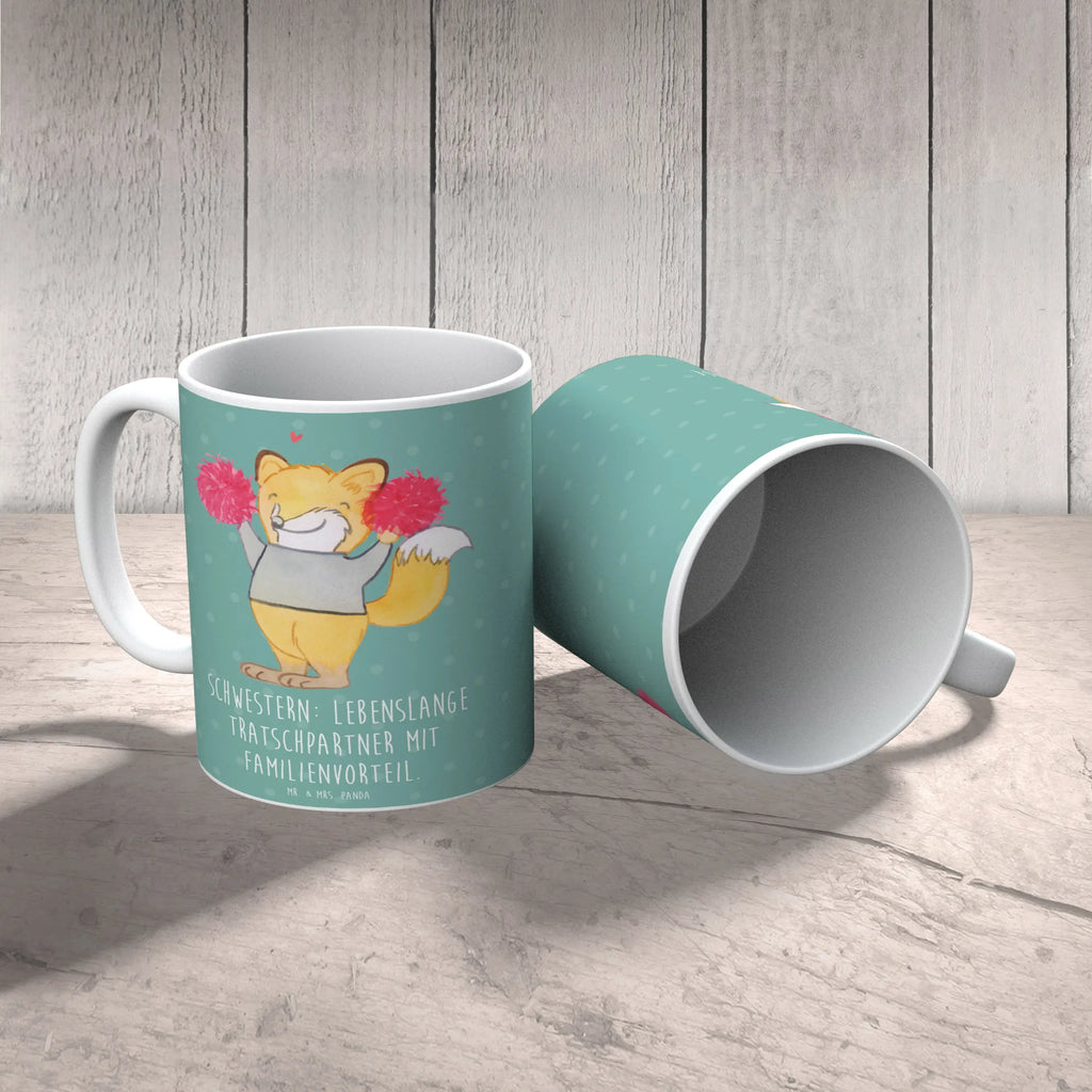 Tasse Schwestern Tratschpartner Tasse, Kaffeetasse, Teetasse, Becher, Kaffeebecher, Teebecher, Keramiktasse, Porzellantasse, Büro Tasse, Geschenk Tasse, Tasse Sprüche, Tasse Motive, Kaffeetassen, Tasse bedrucken, Designer Tasse, Cappuccino Tassen, Schöne Teetassen, Familie, Vatertag, Muttertag, Bruder, Schwester, Mama, Papa, Oma, Opa