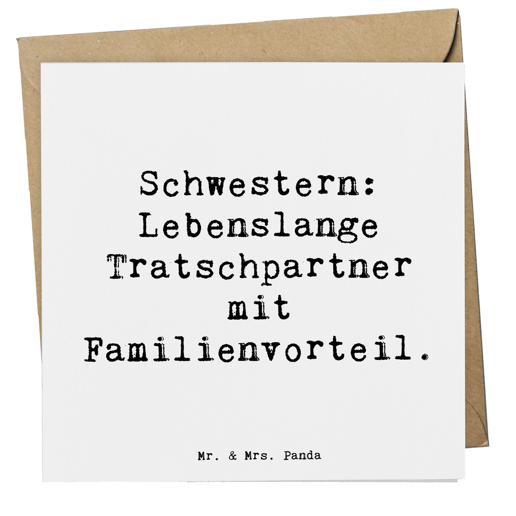 Deluxe Karte Spruch Schwestern Tratschpartner Karte, Grußkarte, Klappkarte, Einladungskarte, Glückwunschkarte, Hochzeitskarte, Geburtstagskarte, Hochwertige Grußkarte, Hochwertige Klappkarte, Familie, Vatertag, Muttertag, Bruder, Schwester, Mama, Papa, Oma, Opa