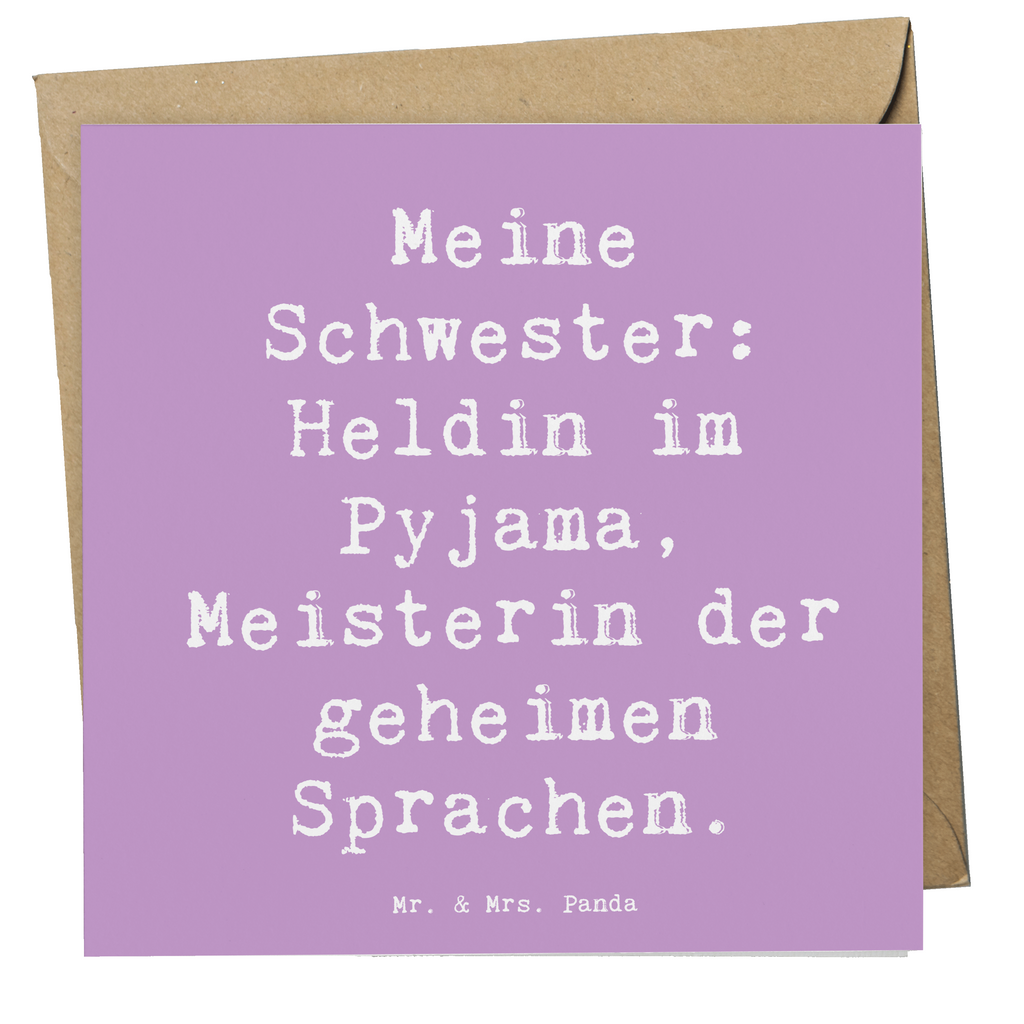 Deluxe Karte Spruch Schwester Heldin Karte, Grußkarte, Klappkarte, Einladungskarte, Glückwunschkarte, Hochzeitskarte, Geburtstagskarte, Hochwertige Grußkarte, Hochwertige Klappkarte, Familie, Vatertag, Muttertag, Bruder, Schwester, Mama, Papa, Oma, Opa