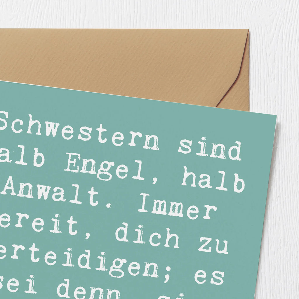 Deluxe Karte Spruch Schwesternwunder Karte, Grußkarte, Klappkarte, Einladungskarte, Glückwunschkarte, Hochzeitskarte, Geburtstagskarte, Hochwertige Grußkarte, Hochwertige Klappkarte, Familie, Vatertag, Muttertag, Bruder, Schwester, Mama, Papa, Oma, Opa