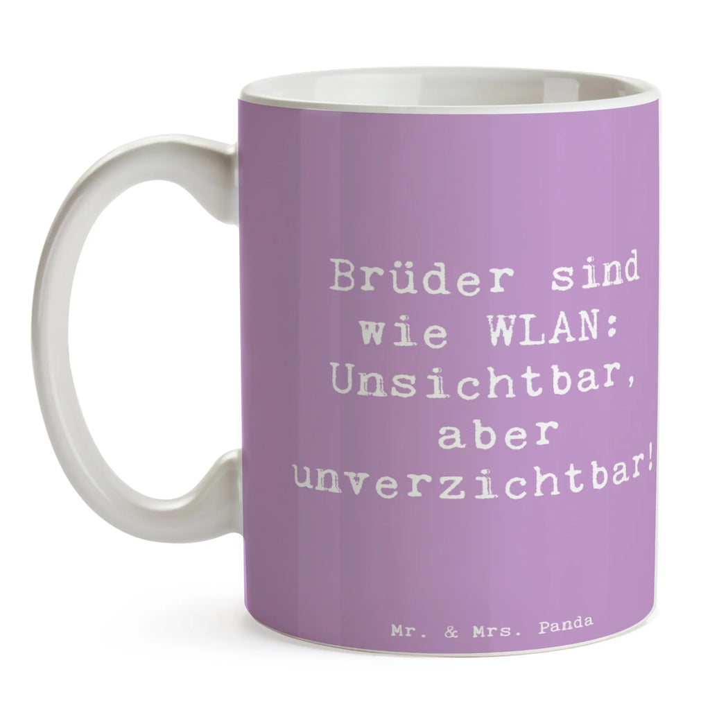 Tasse Spruch Brüder sind wie WLAN: Unsichtbar, aber unverzichtbar! Tasse, Kaffeetasse, Teetasse, Becher, Kaffeebecher, Teebecher, Keramiktasse, Porzellantasse, Büro Tasse, Geschenk Tasse, Tasse Sprüche, Tasse Motive, Kaffeetassen, Tasse bedrucken, Designer Tasse, Cappuccino Tassen, Schöne Teetassen, Familie, Vatertag, Muttertag, Bruder, Schwester, Mama, Papa, Oma, Opa