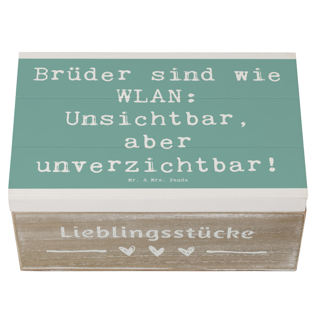 Holzkiste Spruch Brüder sind wie WLAN: Unsichtbar, aber unverzichtbar! Holzkiste, Kiste, Schatzkiste, Truhe, Schatulle, XXL, Erinnerungsbox, Erinnerungskiste, Dekokiste, Aufbewahrungsbox, Geschenkbox, Geschenkdose, Familie, Vatertag, Muttertag, Bruder, Schwester, Mama, Papa, Oma, Opa