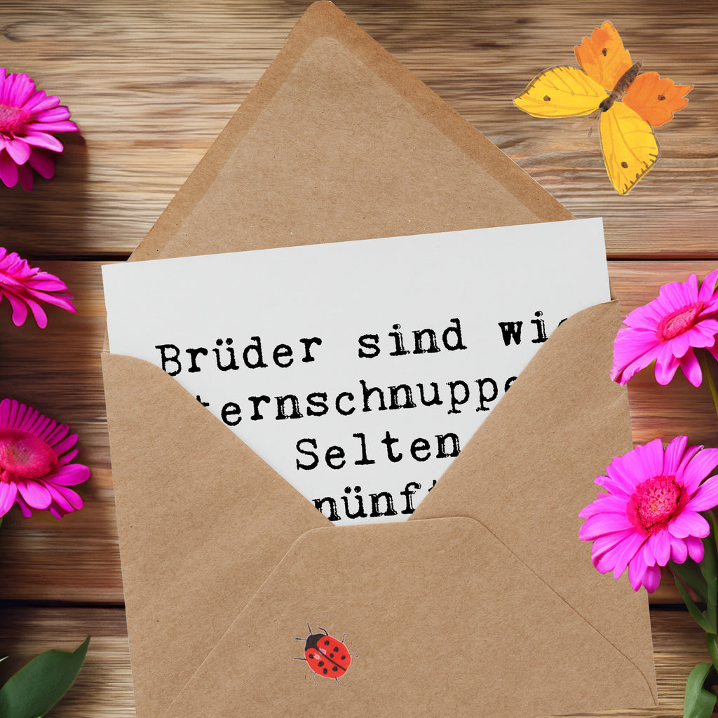 Deluxe Karte Spruch Brüder Sternschnuppen Karte, Grußkarte, Klappkarte, Einladungskarte, Glückwunschkarte, Hochzeitskarte, Geburtstagskarte, Hochwertige Grußkarte, Hochwertige Klappkarte, Familie, Vatertag, Muttertag, Bruder, Schwester, Mama, Papa, Oma, Opa