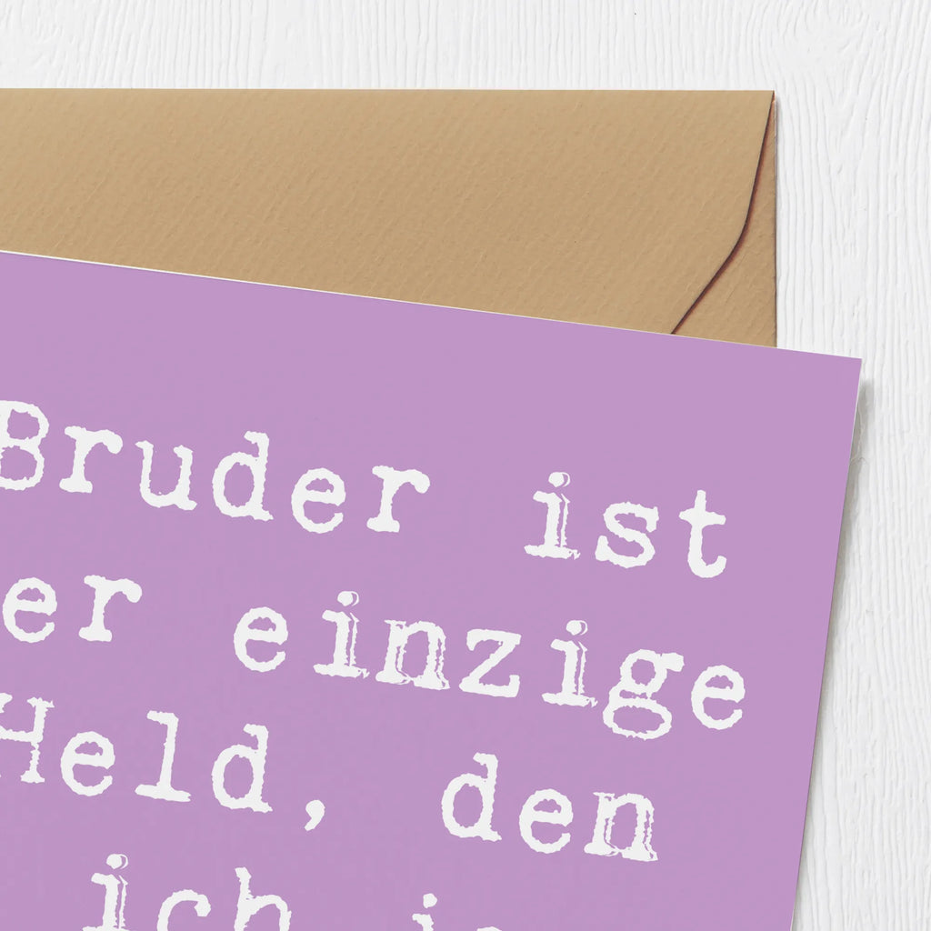 Deluxe Karte Spruch Bruder Held Karte, Grußkarte, Klappkarte, Einladungskarte, Glückwunschkarte, Hochzeitskarte, Geburtstagskarte, Hochwertige Grußkarte, Hochwertige Klappkarte, Familie, Vatertag, Muttertag, Bruder, Schwester, Mama, Papa, Oma, Opa