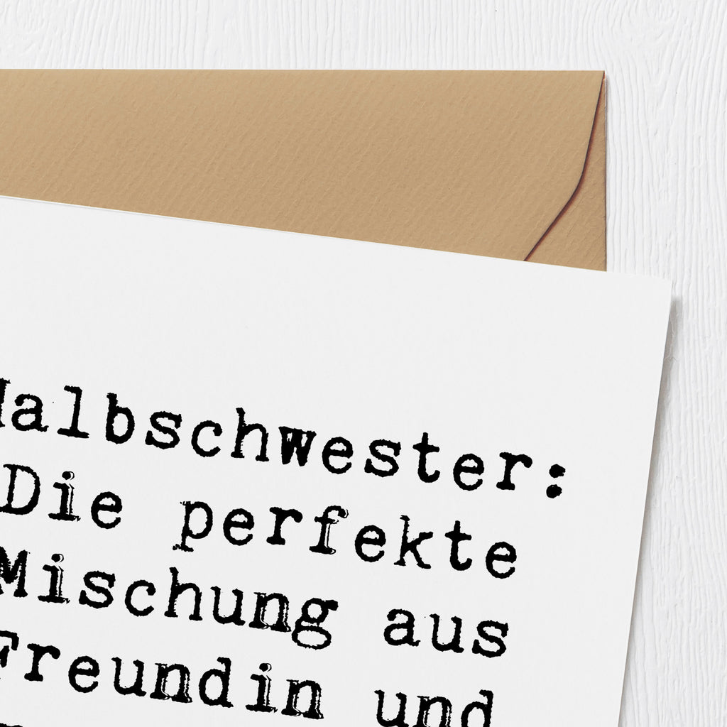 Deluxe Karte Spruch Halbschwester Glück Karte, Grußkarte, Klappkarte, Einladungskarte, Glückwunschkarte, Hochzeitskarte, Geburtstagskarte, Hochwertige Grußkarte, Hochwertige Klappkarte, Familie, Vatertag, Muttertag, Bruder, Schwester, Mama, Papa, Oma, Opa