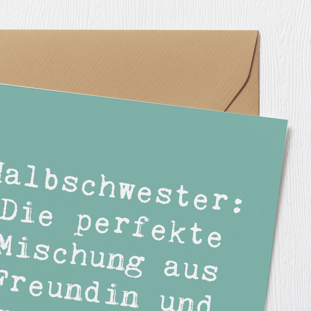 Deluxe Karte Spruch Halbschwester Glück Karte, Grußkarte, Klappkarte, Einladungskarte, Glückwunschkarte, Hochzeitskarte, Geburtstagskarte, Hochwertige Grußkarte, Hochwertige Klappkarte, Familie, Vatertag, Muttertag, Bruder, Schwester, Mama, Papa, Oma, Opa