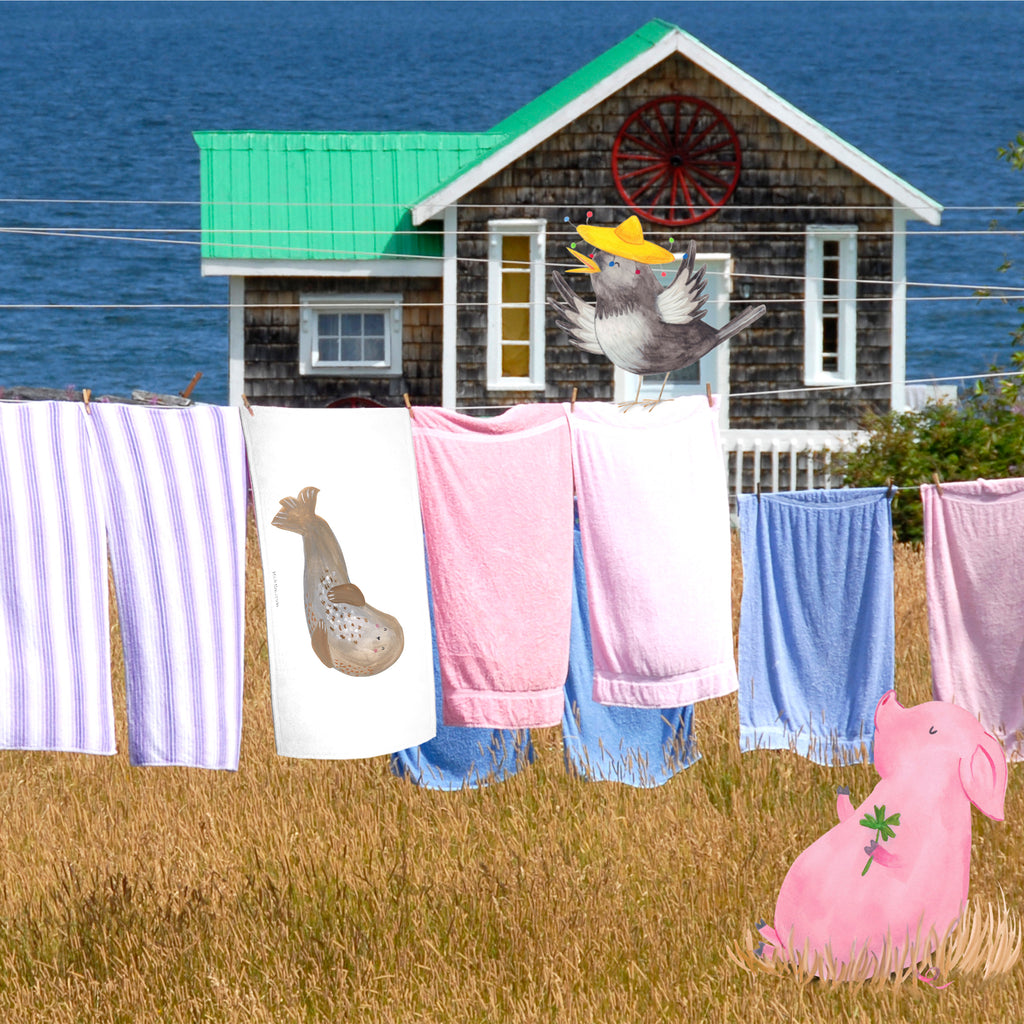 Handtuch Robbe Lachen Handtuch, Badehandtuch, Badezimmer, Handtücher, groß, Kinder, Baby, Tiermotive, Gute Laune, lustige Sprüche, Tiere, Robbe, Robben, Seehund, Strand, Meerestier, Ostsee, Nordsee