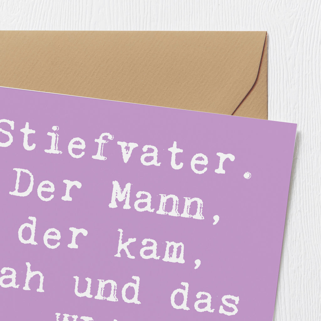 Deluxe Karte Spruch Stiefvater Held Karte, Grußkarte, Klappkarte, Einladungskarte, Glückwunschkarte, Hochzeitskarte, Geburtstagskarte, Hochwertige Grußkarte, Hochwertige Klappkarte, Familie, Vatertag, Muttertag, Bruder, Schwester, Mama, Papa, Oma, Opa