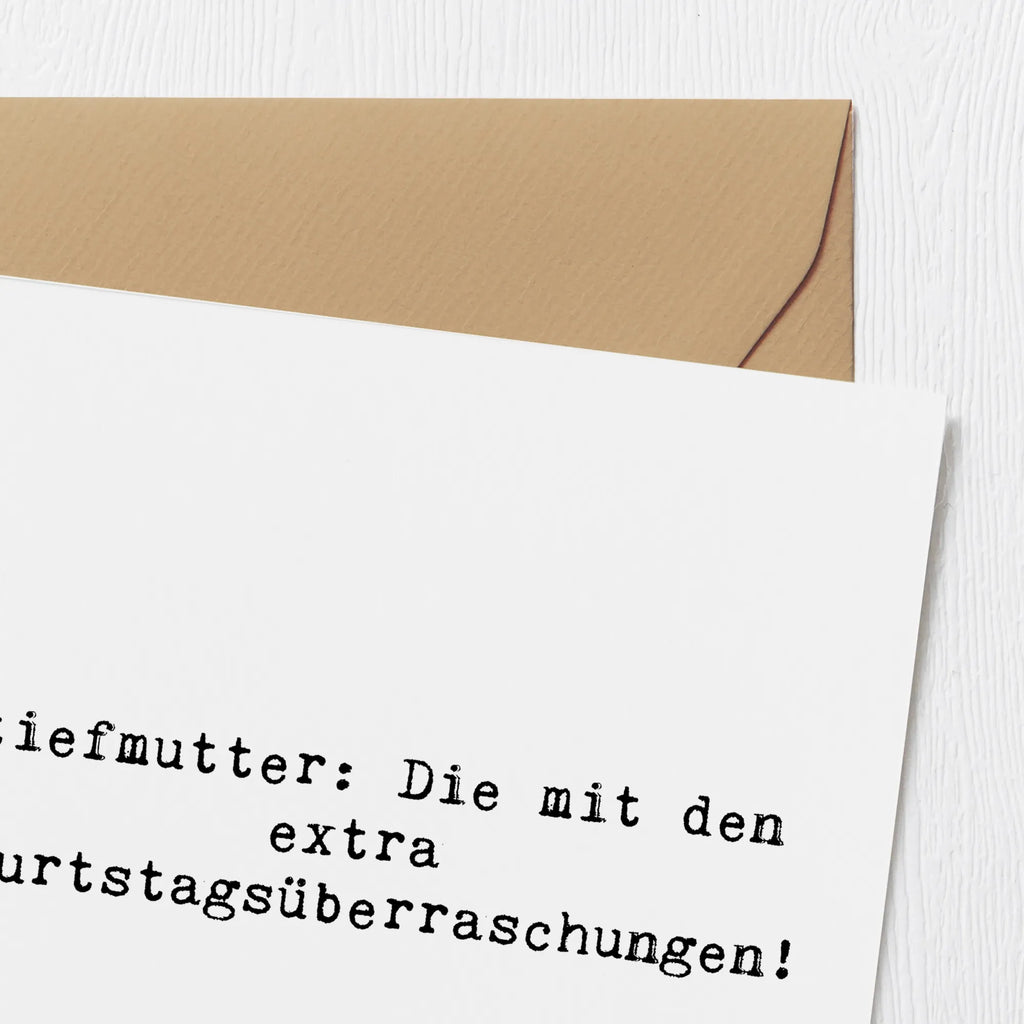 Deluxe Karte Spruch Stiefmutter Überraschungen Karte, Grußkarte, Klappkarte, Einladungskarte, Glückwunschkarte, Hochzeitskarte, Geburtstagskarte, Hochwertige Grußkarte, Hochwertige Klappkarte, Familie, Vatertag, Muttertag, Bruder, Schwester, Mama, Papa, Oma, Opa