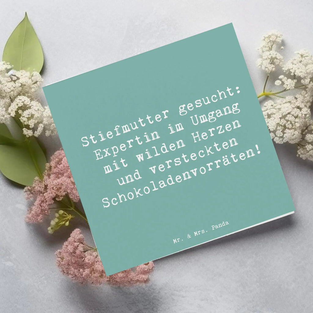 Deluxe Karte Spruch Stiefmutter Expertin Karte, Grußkarte, Klappkarte, Einladungskarte, Glückwunschkarte, Hochzeitskarte, Geburtstagskarte, Hochwertige Grußkarte, Hochwertige Klappkarte, Familie, Vatertag, Muttertag, Bruder, Schwester, Mama, Papa, Oma, Opa