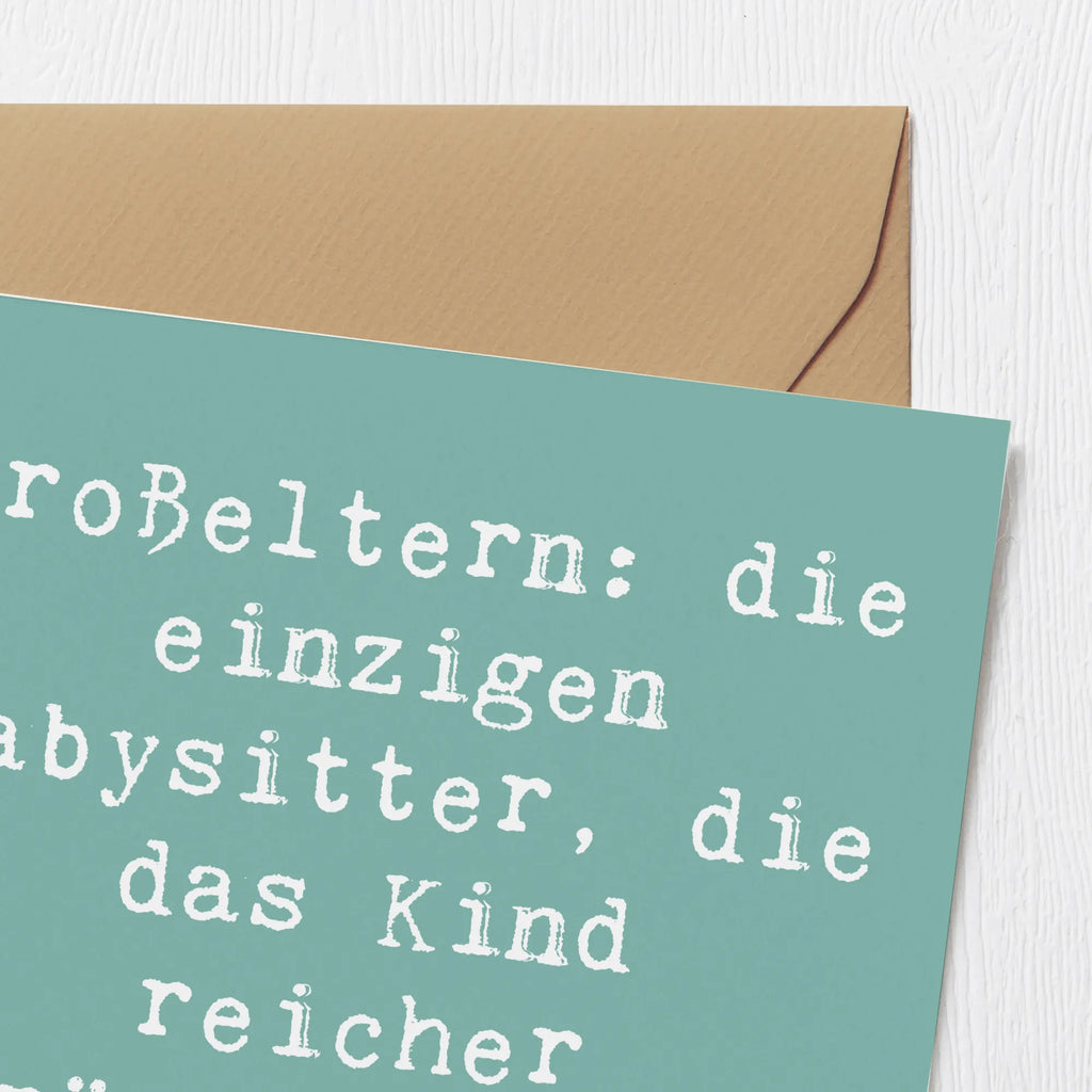 Deluxe Karte Spruch Großeltern Babysitter Karte, Grußkarte, Klappkarte, Einladungskarte, Glückwunschkarte, Hochzeitskarte, Geburtstagskarte, Hochwertige Grußkarte, Hochwertige Klappkarte, Familie, Vatertag, Muttertag, Bruder, Schwester, Mama, Papa, Oma, Opa