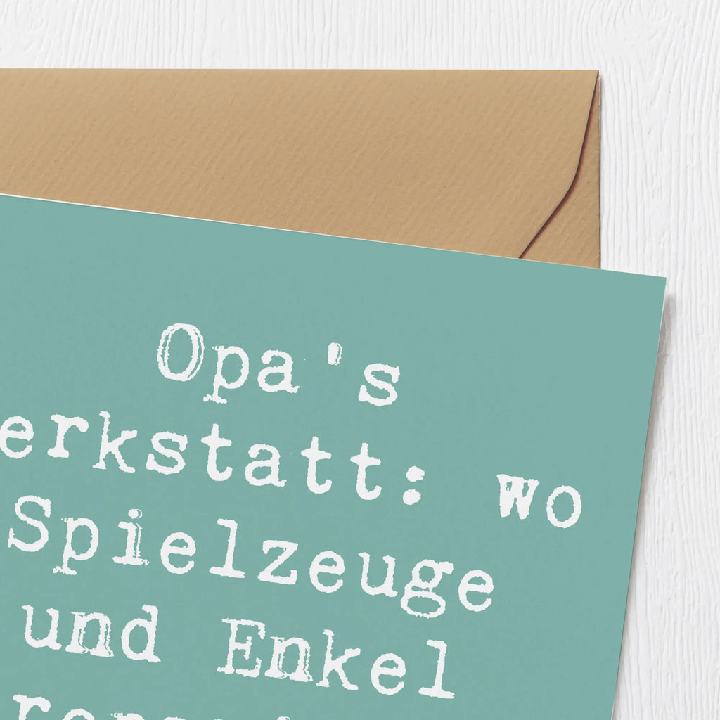 Deluxe Karte Spruch Großeltern Werkstatt Karte, Grußkarte, Klappkarte, Einladungskarte, Glückwunschkarte, Hochzeitskarte, Geburtstagskarte, Hochwertige Grußkarte, Hochwertige Klappkarte, Familie, Vatertag, Muttertag, Bruder, Schwester, Mama, Papa, Oma, Opa