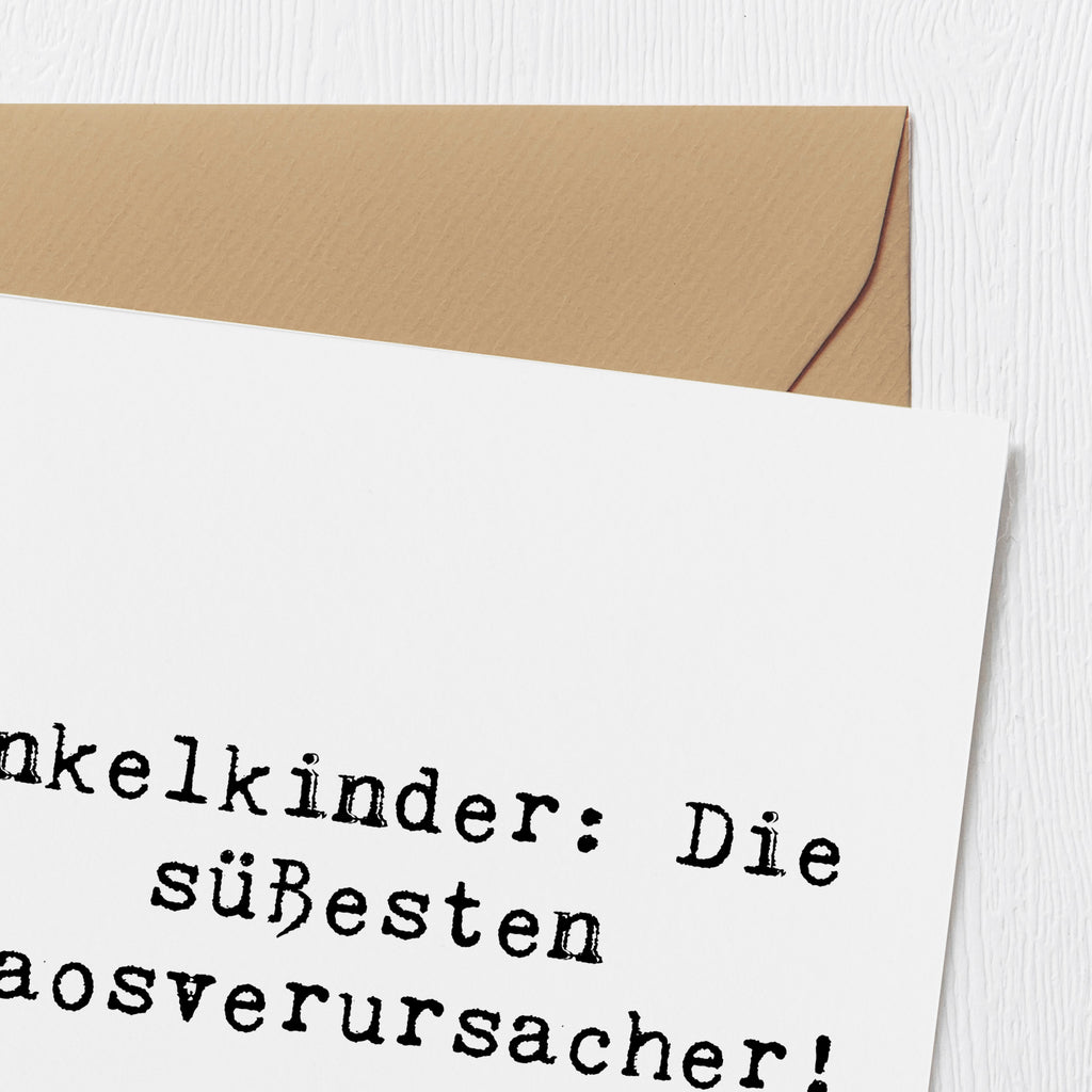 Deluxe Karte Spruch Enkelkinder: Die süßesten Chaosverursacher! Karte, Grußkarte, Klappkarte, Einladungskarte, Glückwunschkarte, Hochzeitskarte, Geburtstagskarte, Hochwertige Grußkarte, Hochwertige Klappkarte, Familie, Vatertag, Muttertag, Bruder, Schwester, Mama, Papa, Oma, Opa