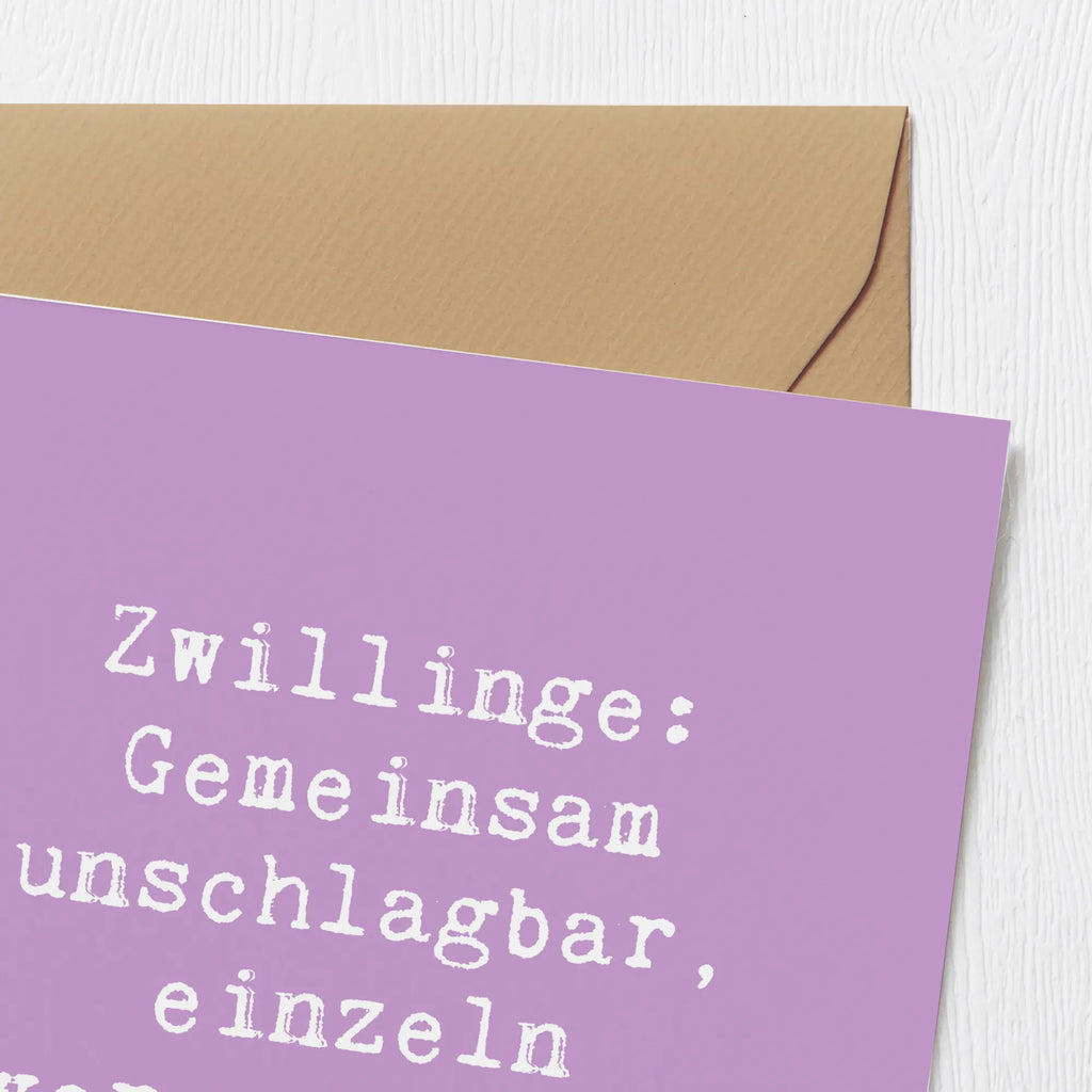 Deluxe Karte Spruch Unschlagbare Zwillingsgeschwister Karte, Grußkarte, Klappkarte, Einladungskarte, Glückwunschkarte, Hochzeitskarte, Geburtstagskarte, Hochwertige Grußkarte, Hochwertige Klappkarte, Familie, Vatertag, Muttertag, Bruder, Schwester, Mama, Papa, Oma, Opa