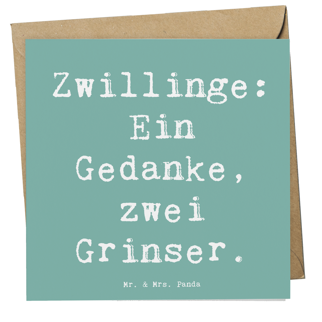 Deluxe Karte Spruch Zwillingsgeschwister Grinser Karte, Grußkarte, Klappkarte, Einladungskarte, Glückwunschkarte, Hochzeitskarte, Geburtstagskarte, Hochwertige Grußkarte, Hochwertige Klappkarte, Familie, Vatertag, Muttertag, Bruder, Schwester, Mama, Papa, Oma, Opa