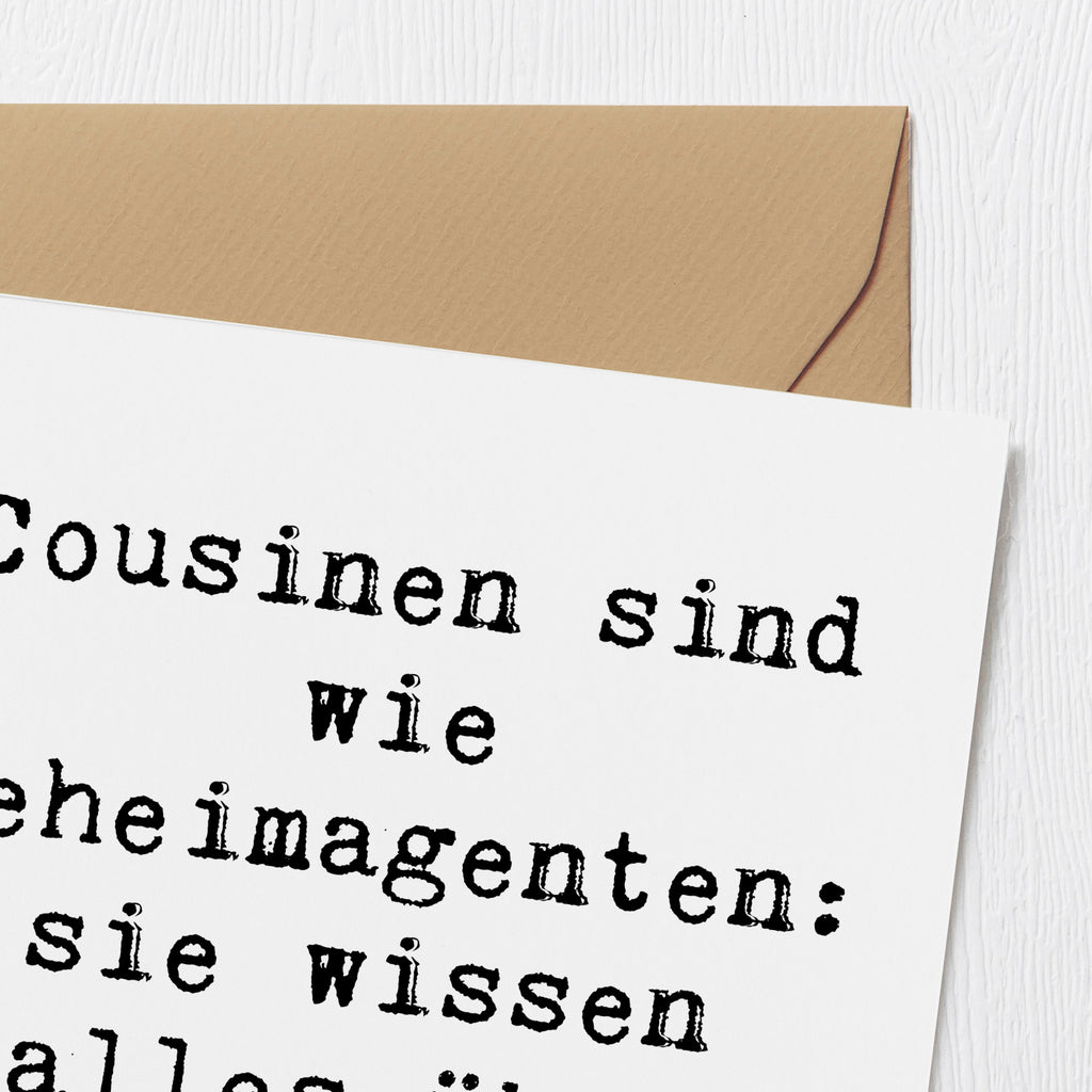 Deluxe Karte Spruch Cousinen Geheimagenten Karte, Grußkarte, Klappkarte, Einladungskarte, Glückwunschkarte, Hochzeitskarte, Geburtstagskarte, Hochwertige Grußkarte, Hochwertige Klappkarte, Familie, Vatertag, Muttertag, Bruder, Schwester, Mama, Papa, Oma, Opa