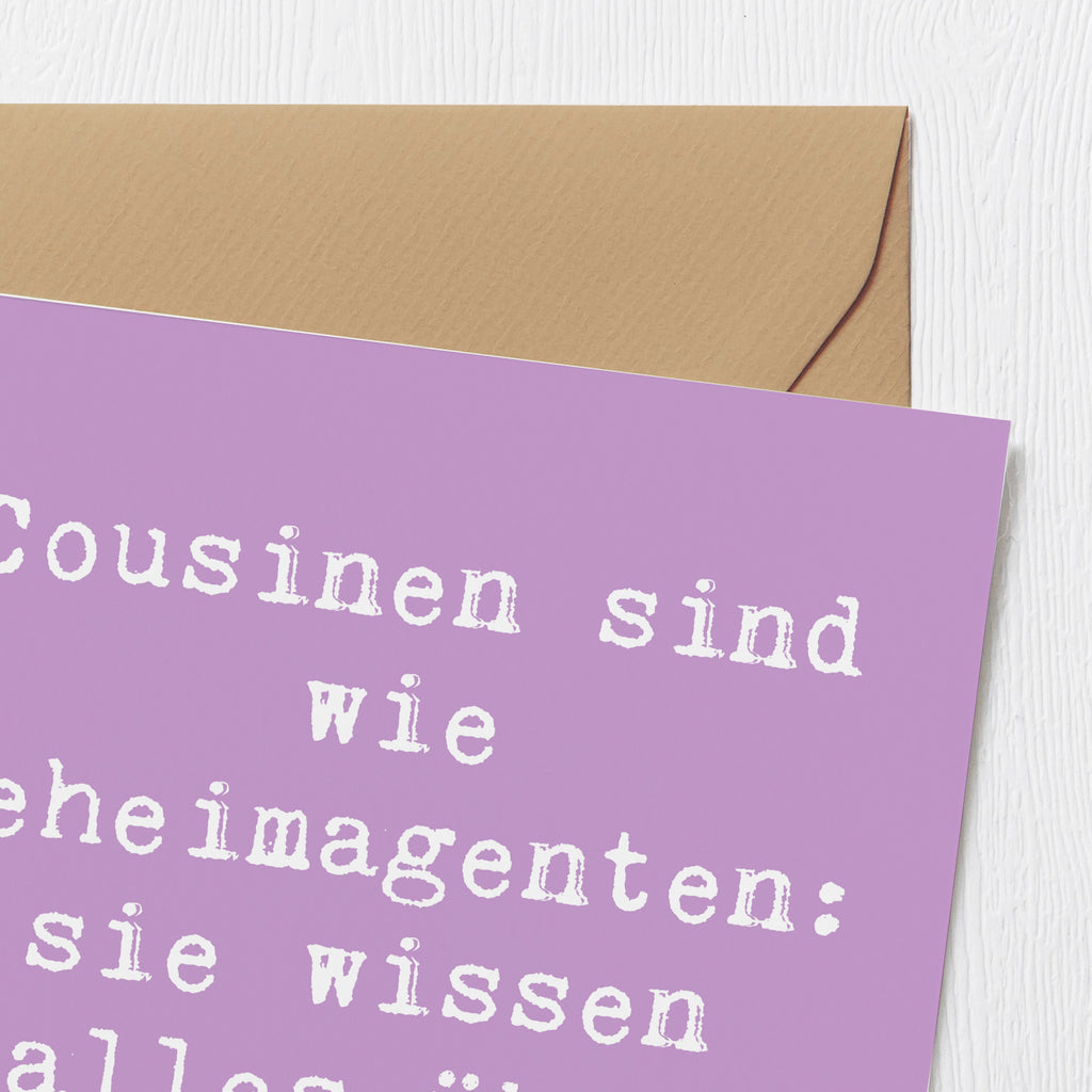 Deluxe Karte Spruch Cousinen Geheimagenten Karte, Grußkarte, Klappkarte, Einladungskarte, Glückwunschkarte, Hochzeitskarte, Geburtstagskarte, Hochwertige Grußkarte, Hochwertige Klappkarte, Familie, Vatertag, Muttertag, Bruder, Schwester, Mama, Papa, Oma, Opa