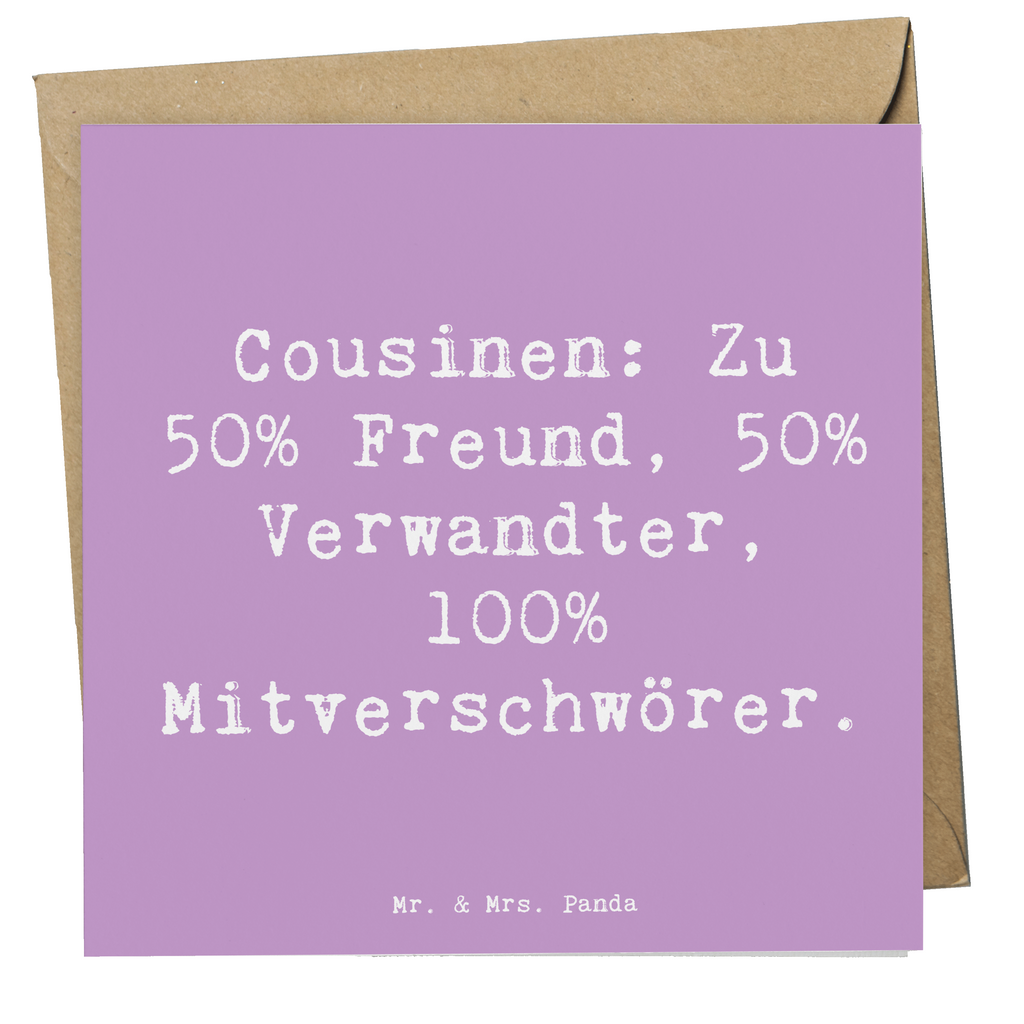 Deluxe Karte Spruch Cousin Mitverschwörer Karte, Grußkarte, Klappkarte, Einladungskarte, Glückwunschkarte, Hochzeitskarte, Geburtstagskarte, Hochwertige Grußkarte, Hochwertige Klappkarte, Familie, Vatertag, Muttertag, Bruder, Schwester, Mama, Papa, Oma, Opa