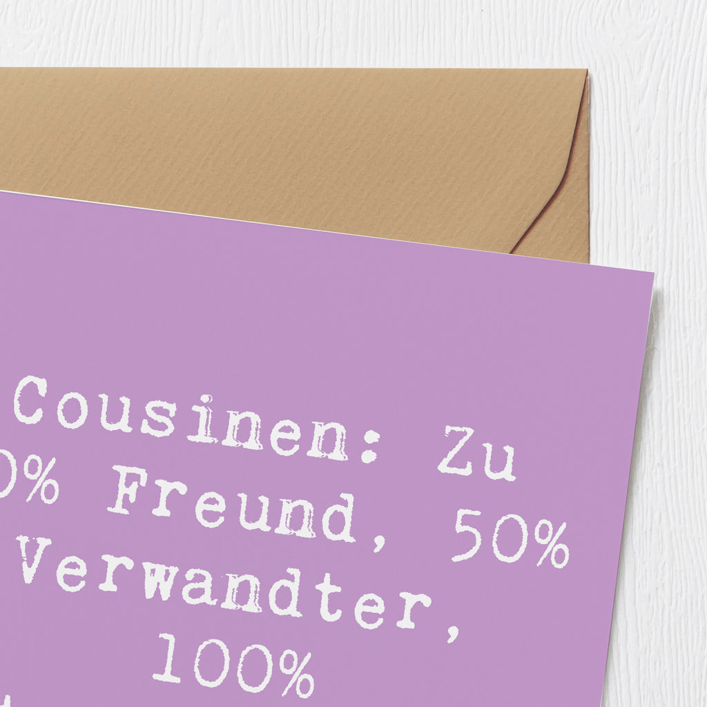 Deluxe Karte Spruch Cousin Mitverschwörer Karte, Grußkarte, Klappkarte, Einladungskarte, Glückwunschkarte, Hochzeitskarte, Geburtstagskarte, Hochwertige Grußkarte, Hochwertige Klappkarte, Familie, Vatertag, Muttertag, Bruder, Schwester, Mama, Papa, Oma, Opa