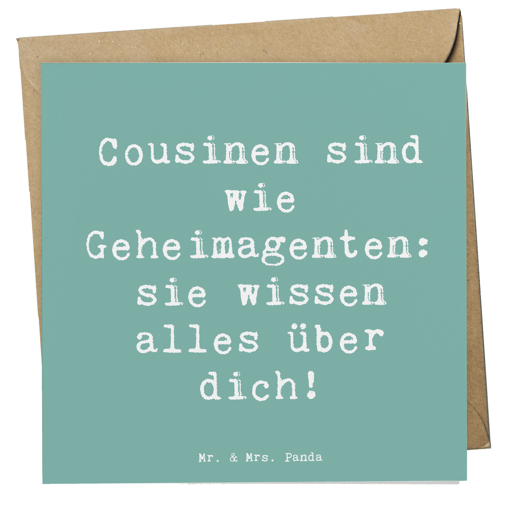 Deluxe Karte Spruch Cousinen Geheimagenten Karte, Grußkarte, Klappkarte, Einladungskarte, Glückwunschkarte, Hochzeitskarte, Geburtstagskarte, Hochwertige Grußkarte, Hochwertige Klappkarte, Familie, Vatertag, Muttertag, Bruder, Schwester, Mama, Papa, Oma, Opa