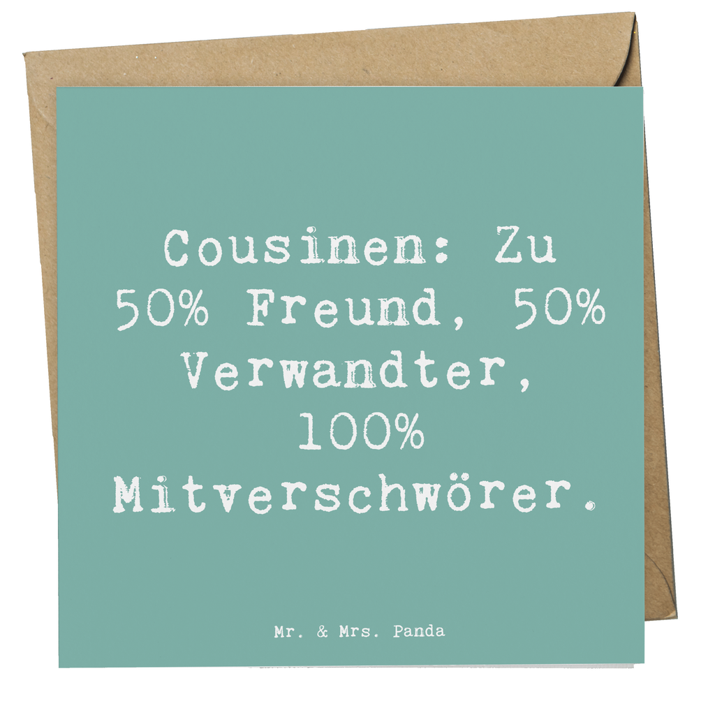 Deluxe Karte Spruch Cousin Mitverschwörer Karte, Grußkarte, Klappkarte, Einladungskarte, Glückwunschkarte, Hochzeitskarte, Geburtstagskarte, Hochwertige Grußkarte, Hochwertige Klappkarte, Familie, Vatertag, Muttertag, Bruder, Schwester, Mama, Papa, Oma, Opa