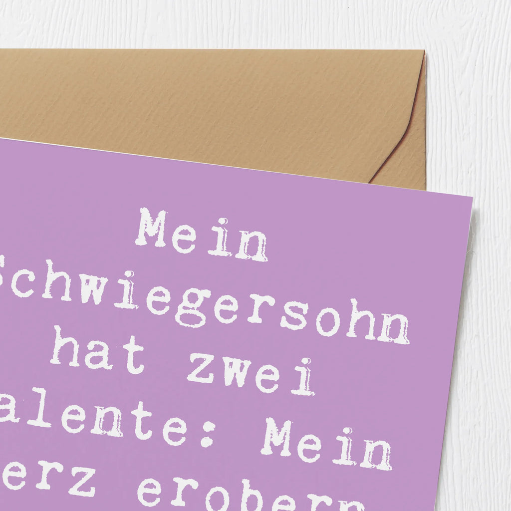 Deluxe Karte Spruch Schwiegersohn Talente Karte, Grußkarte, Klappkarte, Einladungskarte, Glückwunschkarte, Hochzeitskarte, Geburtstagskarte, Hochwertige Grußkarte, Hochwertige Klappkarte, Familie, Vatertag, Muttertag, Bruder, Schwester, Mama, Papa, Oma, Opa