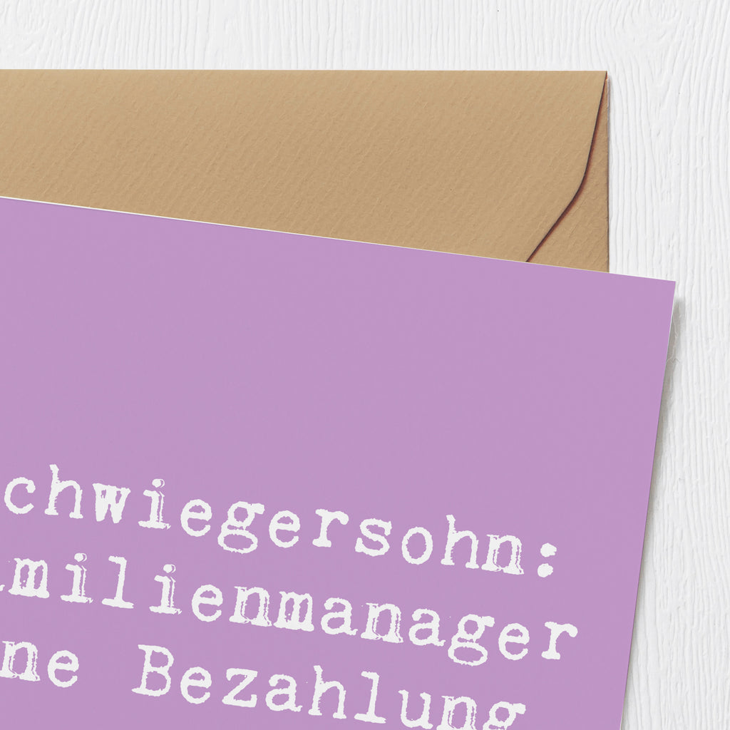 Deluxe Karte Spruch Schwiegersohn Manager Karte, Grußkarte, Klappkarte, Einladungskarte, Glückwunschkarte, Hochzeitskarte, Geburtstagskarte, Hochwertige Grußkarte, Hochwertige Klappkarte, Familie, Vatertag, Muttertag, Bruder, Schwester, Mama, Papa, Oma, Opa