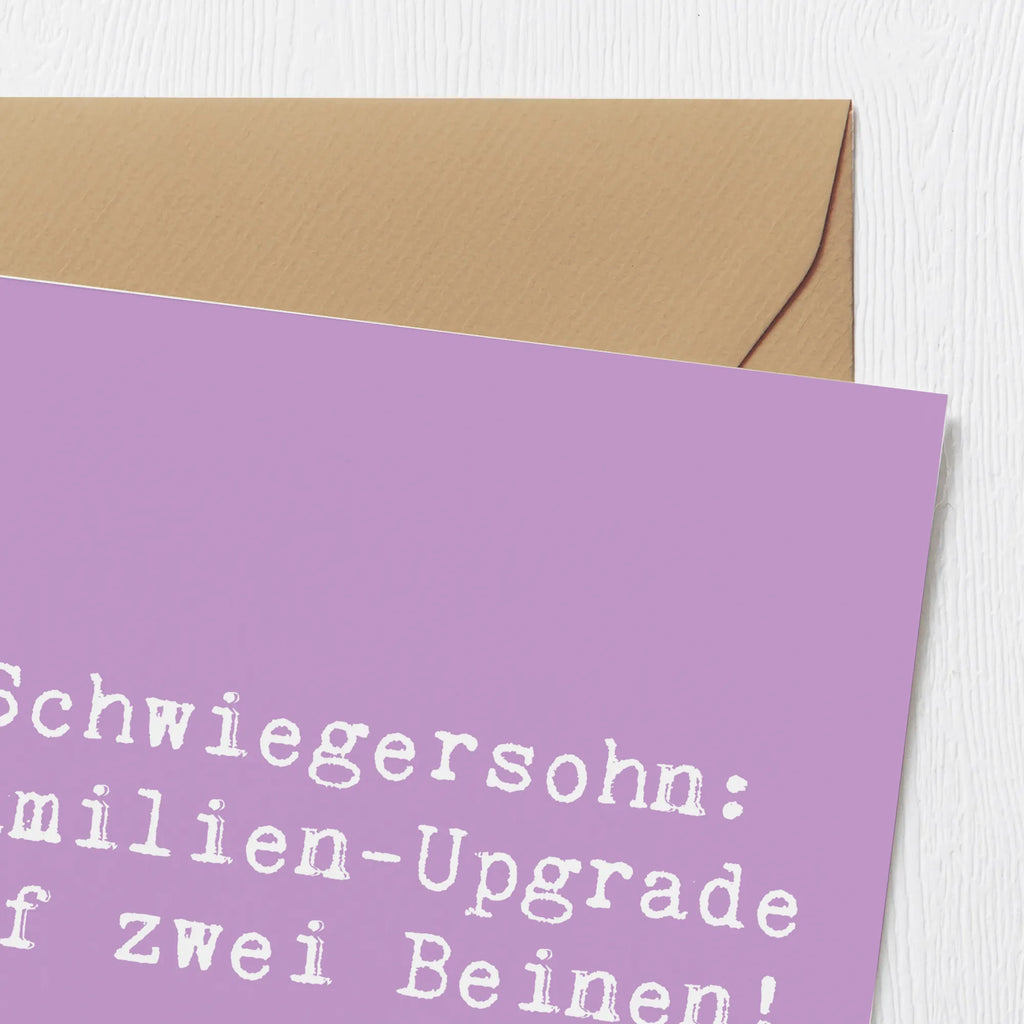 Deluxe Karte Spruch Schwiegersohn Upgrade Karte, Grußkarte, Klappkarte, Einladungskarte, Glückwunschkarte, Hochzeitskarte, Geburtstagskarte, Hochwertige Grußkarte, Hochwertige Klappkarte, Familie, Vatertag, Muttertag, Bruder, Schwester, Mama, Papa, Oma, Opa