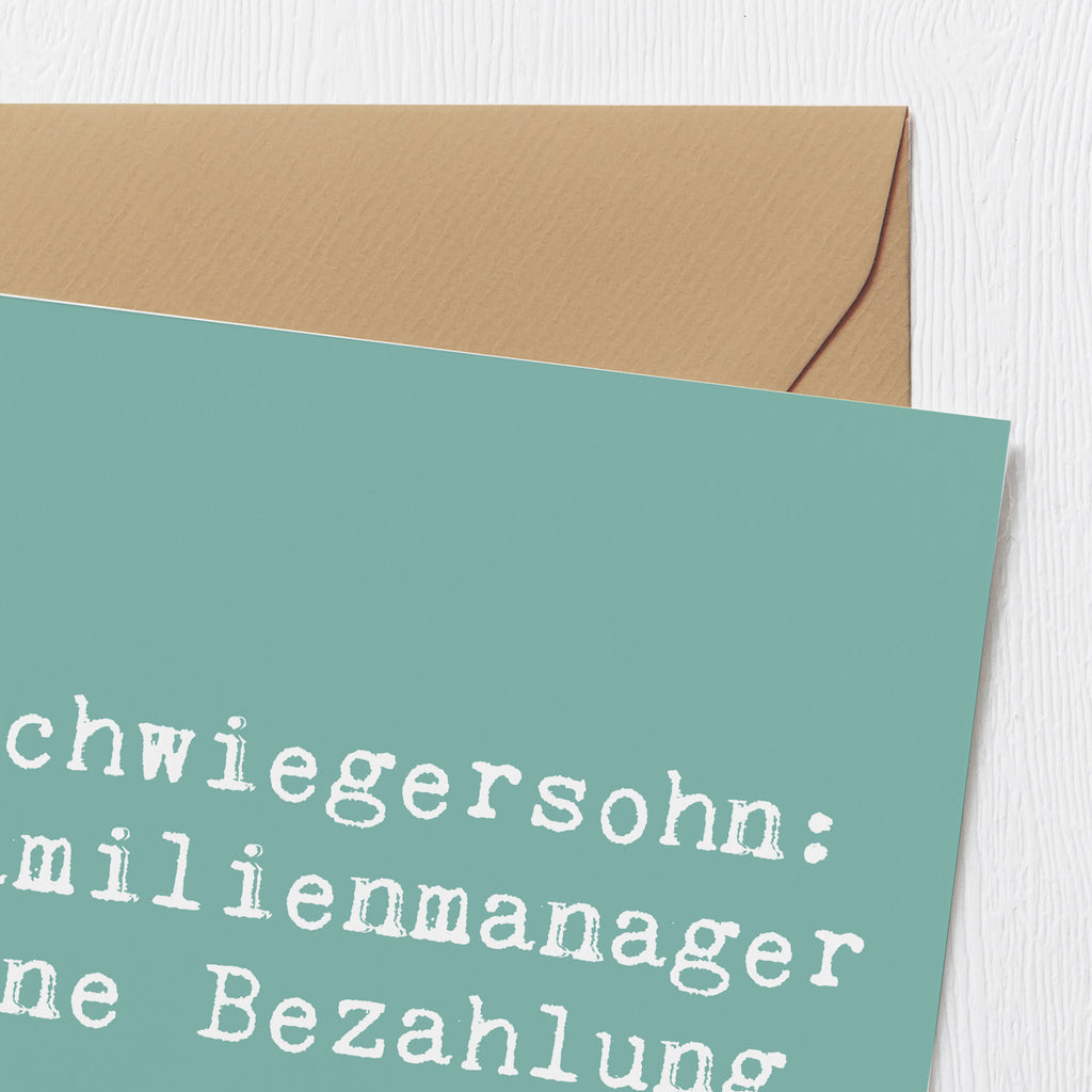 Deluxe Karte Spruch Schwiegersohn Manager Karte, Grußkarte, Klappkarte, Einladungskarte, Glückwunschkarte, Hochzeitskarte, Geburtstagskarte, Hochwertige Grußkarte, Hochwertige Klappkarte, Familie, Vatertag, Muttertag, Bruder, Schwester, Mama, Papa, Oma, Opa