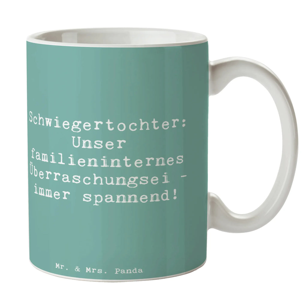 Tasse Spruch Überraschungs-Schwiegertochter Tasse, Kaffeetasse, Teetasse, Becher, Kaffeebecher, Teebecher, Keramiktasse, Porzellantasse, Büro Tasse, Geschenk Tasse, Tasse Sprüche, Tasse Motive, Kaffeetassen, Tasse bedrucken, Designer Tasse, Cappuccino Tassen, Schöne Teetassen, Familie, Vatertag, Muttertag, Bruder, Schwester, Mama, Papa, Oma, Opa