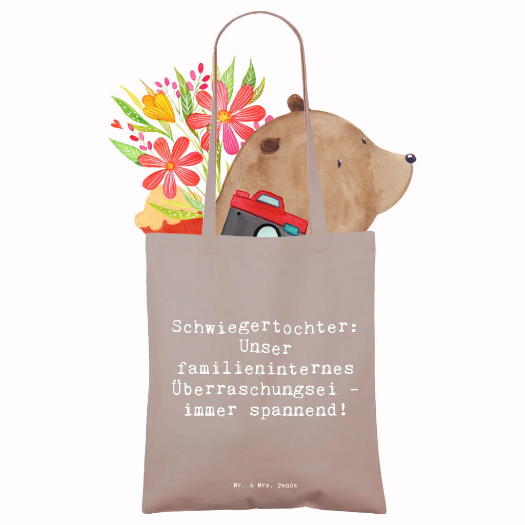 Tragetasche Spruch Überraschungs-Schwiegertochter Beuteltasche, Beutel, Einkaufstasche, Jutebeutel, Stoffbeutel, Tasche, Shopper, Umhängetasche, Strandtasche, Schultertasche, Stofftasche, Tragetasche, Badetasche, Jutetasche, Einkaufstüte, Laptoptasche, Familie, Vatertag, Muttertag, Bruder, Schwester, Mama, Papa, Oma, Opa