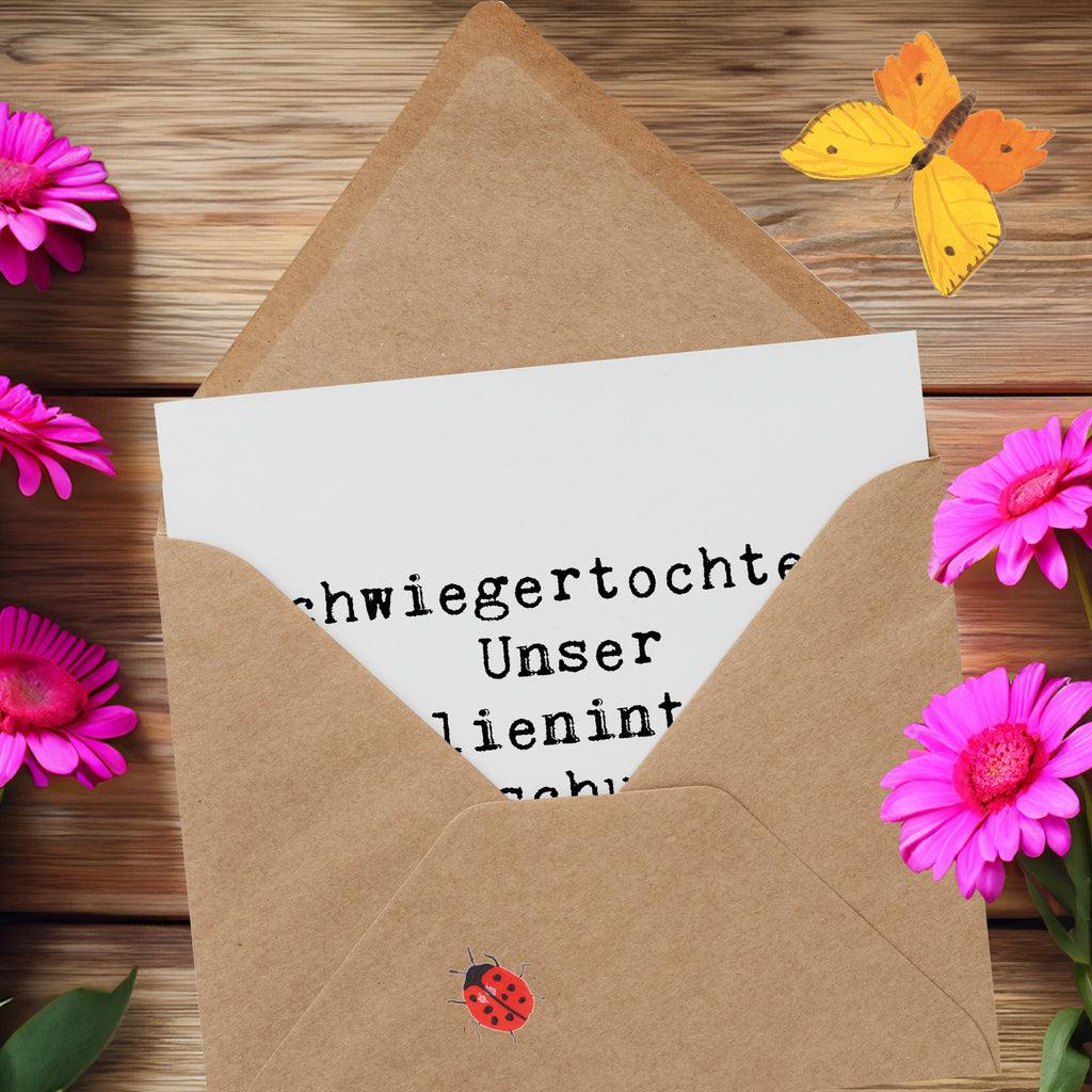 Deluxe Karte Spruch Überraschungs-Schwiegertochter Karte, Grußkarte, Klappkarte, Einladungskarte, Glückwunschkarte, Hochzeitskarte, Geburtstagskarte, Hochwertige Grußkarte, Hochwertige Klappkarte, Familie, Vatertag, Muttertag, Bruder, Schwester, Mama, Papa, Oma, Opa