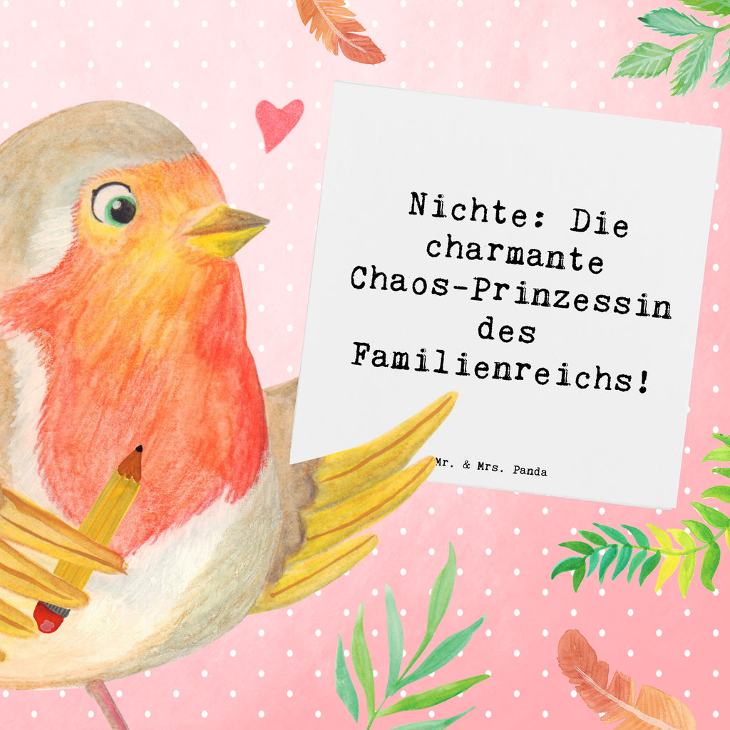 Deluxe Karte Spruch Nichte Chaos-Prinzessin Karte, Grußkarte, Klappkarte, Einladungskarte, Glückwunschkarte, Hochzeitskarte, Geburtstagskarte, Hochwertige Grußkarte, Hochwertige Klappkarte, Familie, Vatertag, Muttertag, Bruder, Schwester, Mama, Papa, Oma, Opa