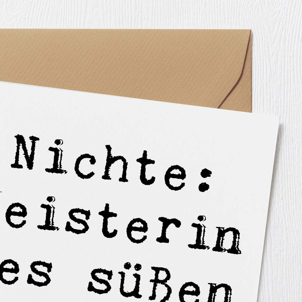 Deluxe Karte Spruch Nichte Meisterin Karte, Grußkarte, Klappkarte, Einladungskarte, Glückwunschkarte, Hochzeitskarte, Geburtstagskarte, Hochwertige Grußkarte, Hochwertige Klappkarte, Familie, Vatertag, Muttertag, Bruder, Schwester, Mama, Papa, Oma, Opa