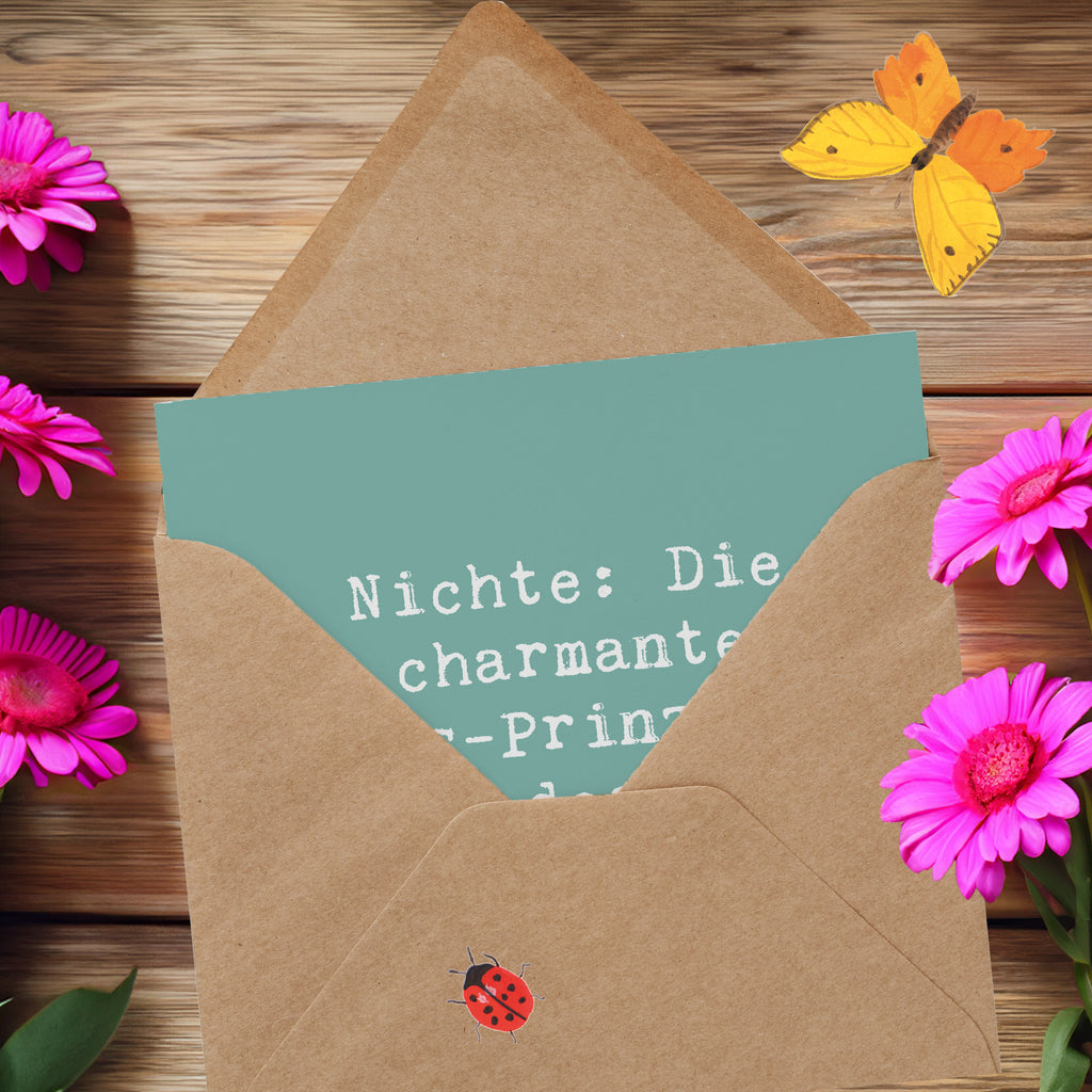 Deluxe Karte Spruch Nichte Chaos-Prinzessin Karte, Grußkarte, Klappkarte, Einladungskarte, Glückwunschkarte, Hochzeitskarte, Geburtstagskarte, Hochwertige Grußkarte, Hochwertige Klappkarte, Familie, Vatertag, Muttertag, Bruder, Schwester, Mama, Papa, Oma, Opa