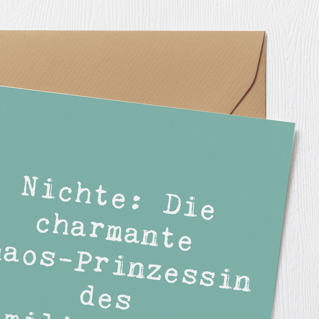 Deluxe Karte Spruch Nichte Chaos-Prinzessin Karte, Grußkarte, Klappkarte, Einladungskarte, Glückwunschkarte, Hochzeitskarte, Geburtstagskarte, Hochwertige Grußkarte, Hochwertige Klappkarte, Familie, Vatertag, Muttertag, Bruder, Schwester, Mama, Papa, Oma, Opa