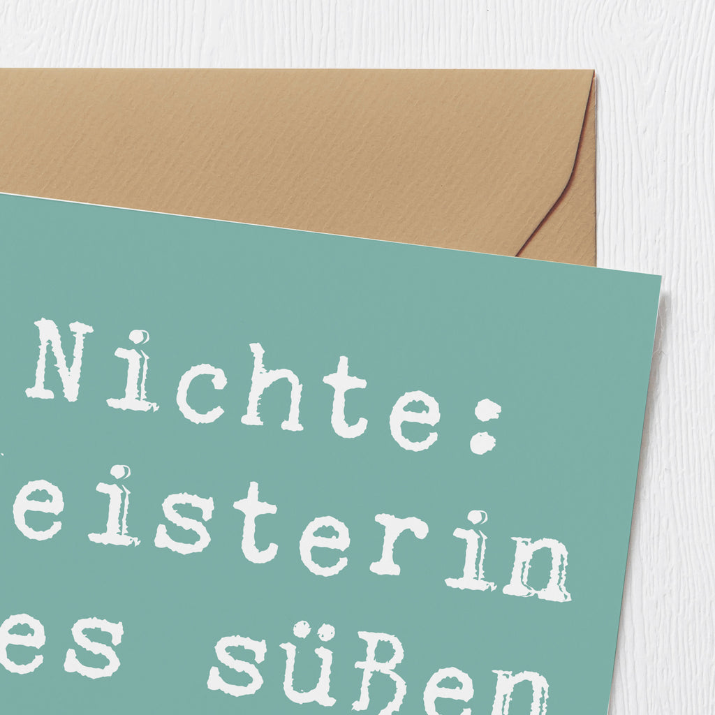 Deluxe Karte Spruch Nichte Meisterin Karte, Grußkarte, Klappkarte, Einladungskarte, Glückwunschkarte, Hochzeitskarte, Geburtstagskarte, Hochwertige Grußkarte, Hochwertige Klappkarte, Familie, Vatertag, Muttertag, Bruder, Schwester, Mama, Papa, Oma, Opa