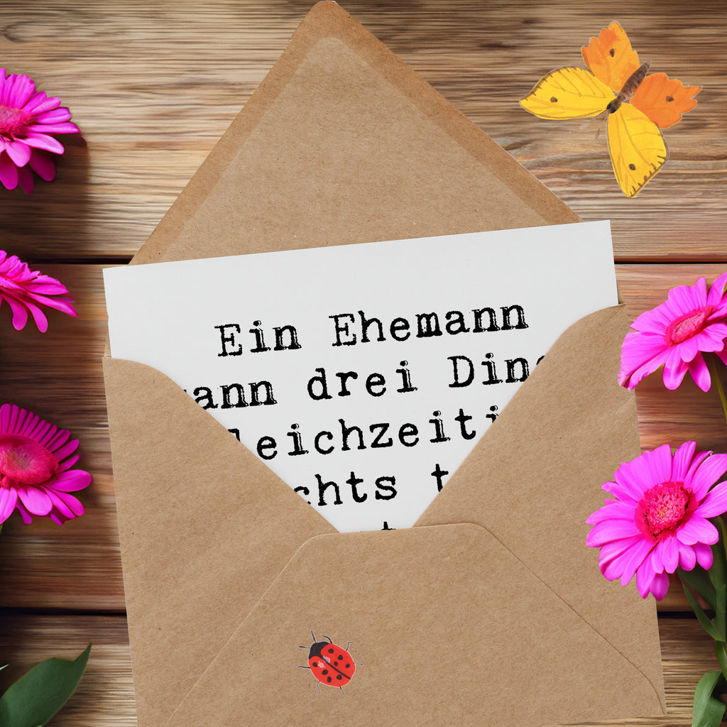 Deluxe Karte Spruch Ehemann Fähigkeiten Karte, Grußkarte, Klappkarte, Einladungskarte, Glückwunschkarte, Hochzeitskarte, Geburtstagskarte, Hochwertige Grußkarte, Hochwertige Klappkarte, Familie, Vatertag, Muttertag, Bruder, Schwester, Mama, Papa, Oma, Opa