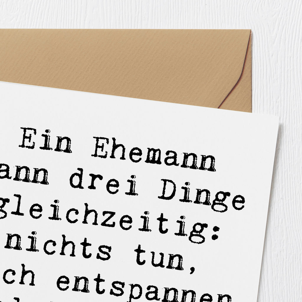 Deluxe Karte Spruch Ehemann Fähigkeiten Karte, Grußkarte, Klappkarte, Einladungskarte, Glückwunschkarte, Hochzeitskarte, Geburtstagskarte, Hochwertige Grußkarte, Hochwertige Klappkarte, Familie, Vatertag, Muttertag, Bruder, Schwester, Mama, Papa, Oma, Opa